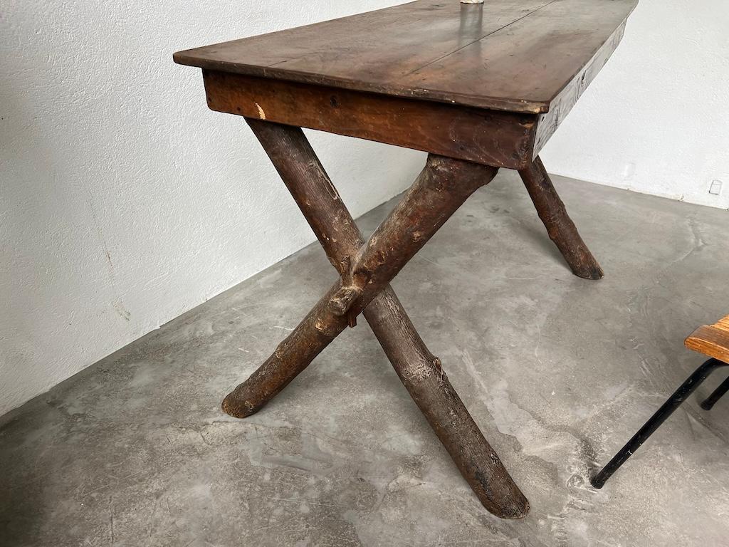 Solid walnut desk, popular art, France, Savoie, circa 1900 For Sale 3