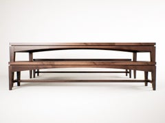 Solid Walnut Dining Set – Custom Table with Matching Benches for Modern Interior