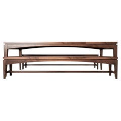 Ensemble de salle à manger en noyer massif - Table et bancs assortis sur mesure pour un intérieur Modernity