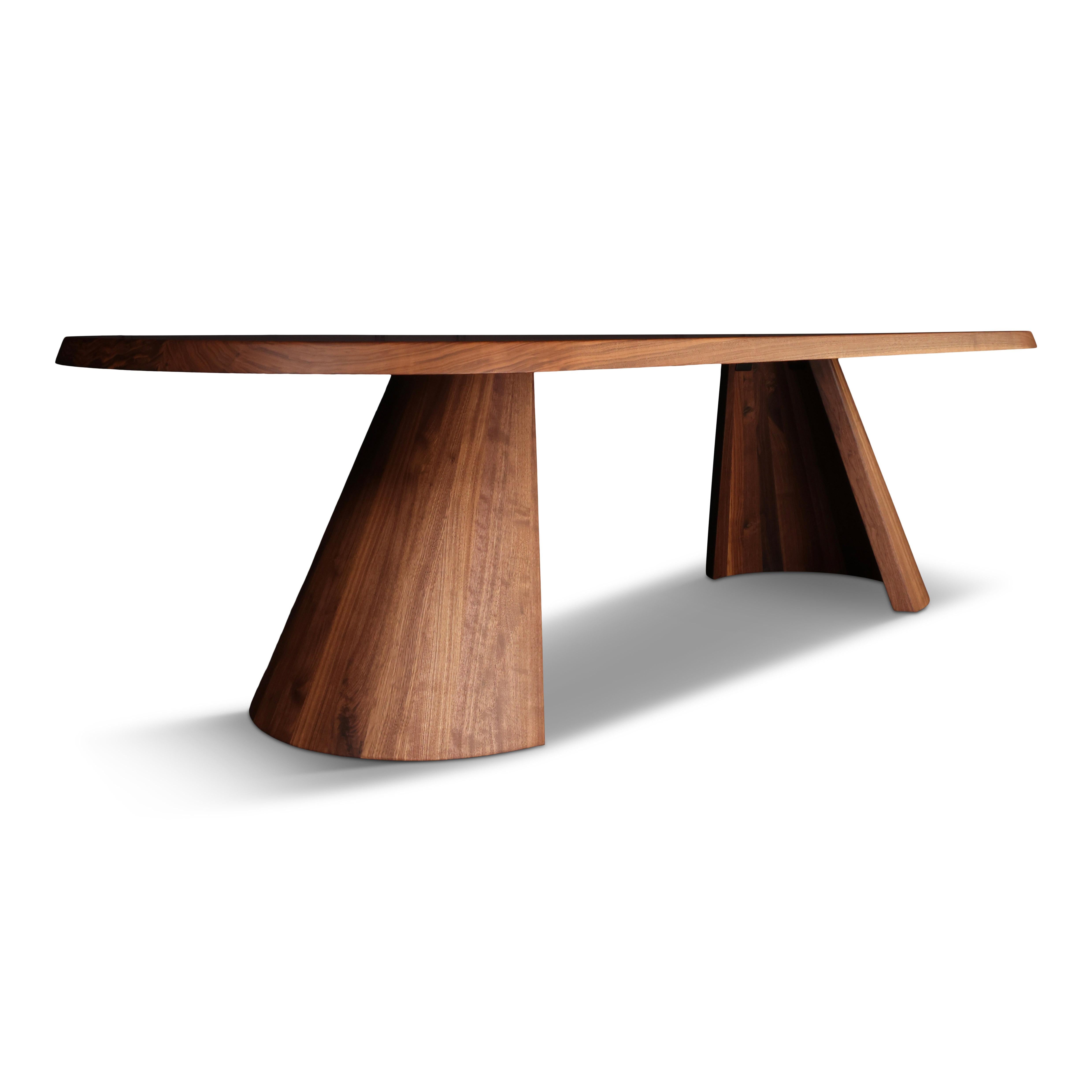 Canadian Solid Walnut Dining Table, Turned Cove Base, in Stock  For Sale