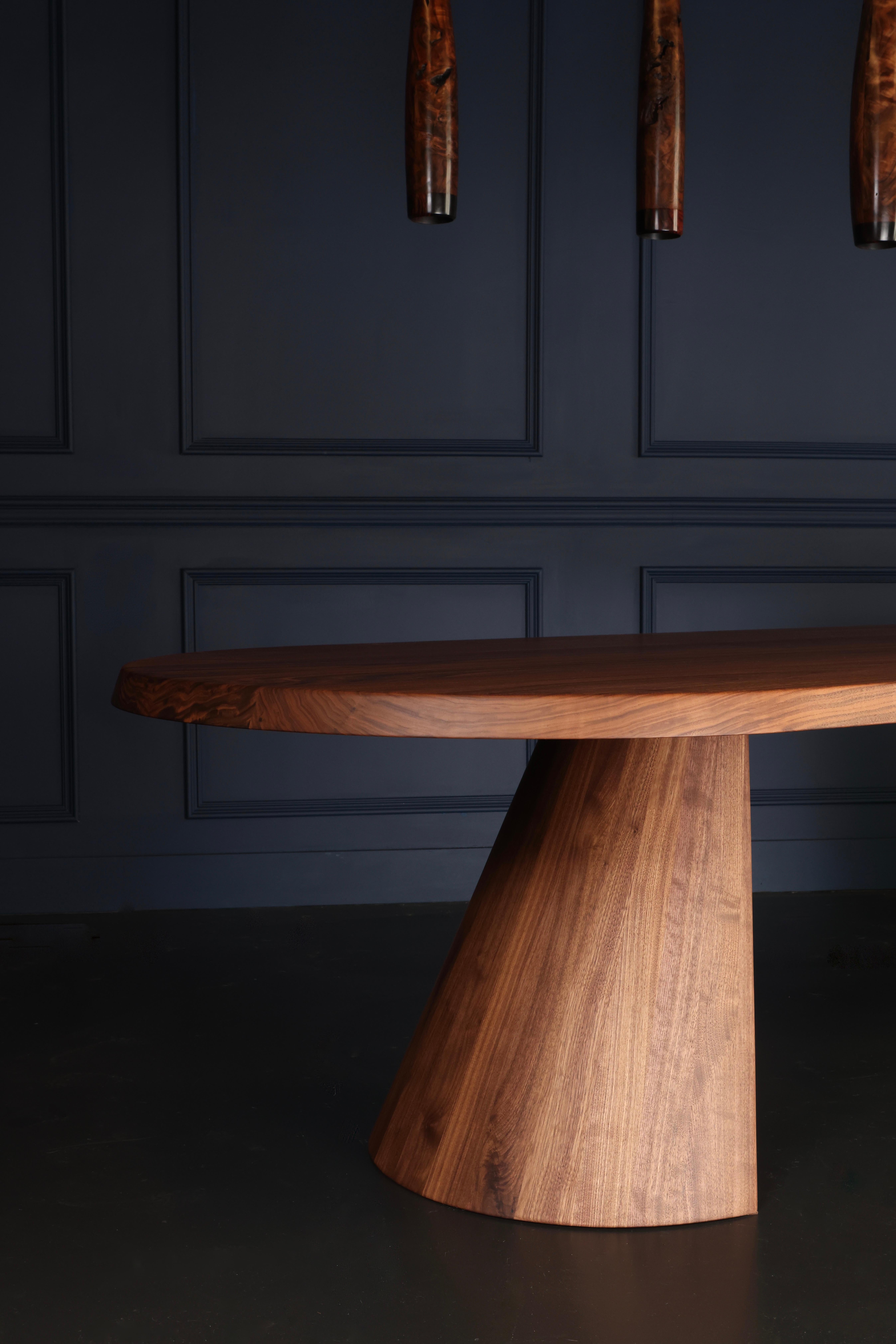 Wood Solid Walnut Dining Table, Turned Cove Base For Sale