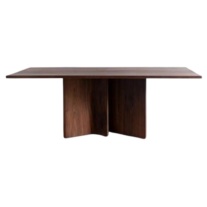 Solid Walnut Dining Table with Architectural Pedestal Base For Sale