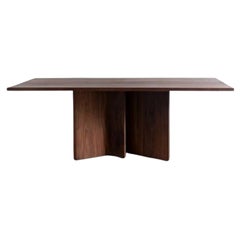 Solid Walnut Dining Table with Architectural Pedestal Base