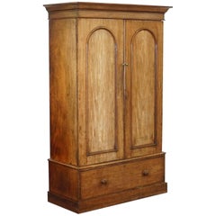 Solid Walnut Double Bank Victorian Wardrobe Lovely Aged Antique Patina Rare Find