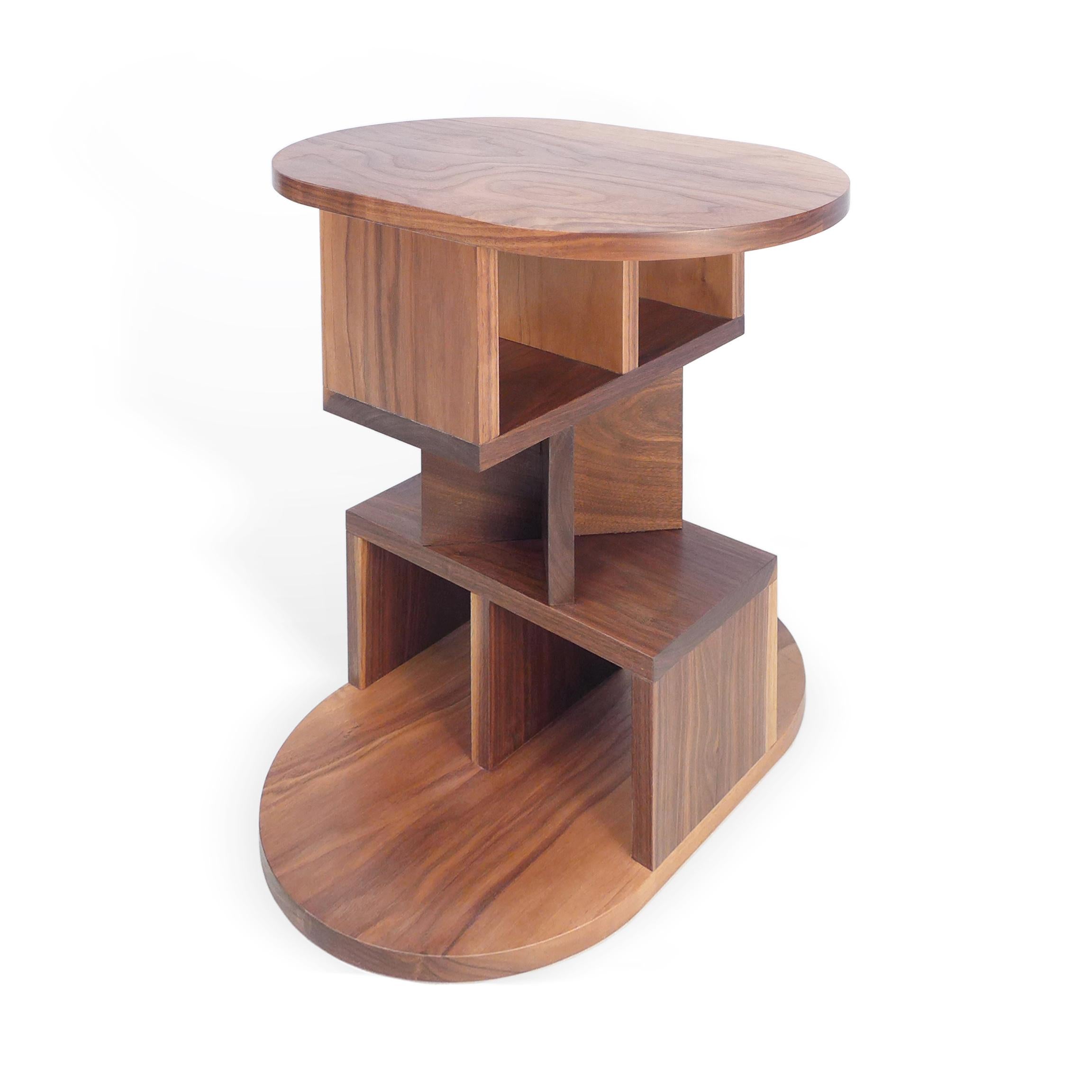 Post-Modern Solid Walnut Double Pyramid Side Table For Sale