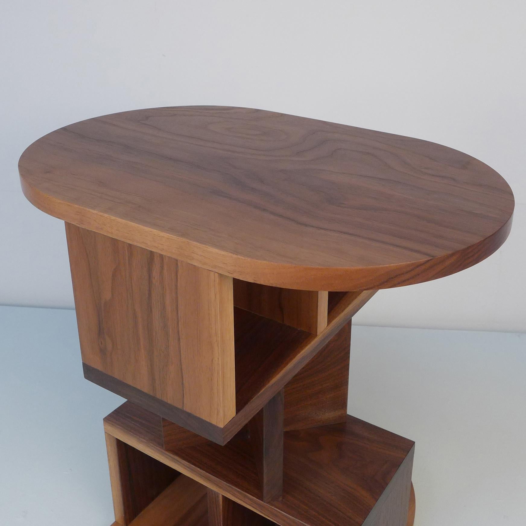 Dutch Solid Walnut Double Pyramid Side Table For Sale