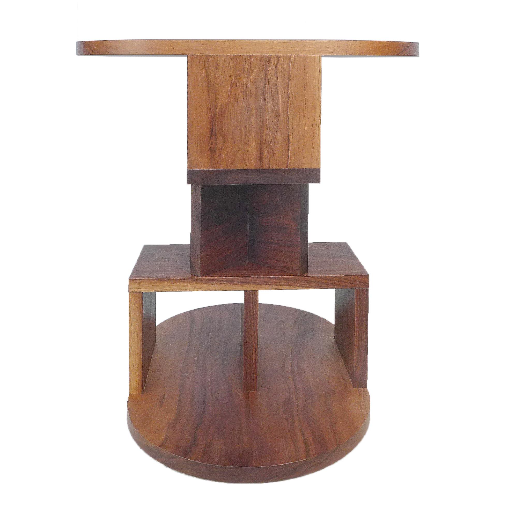 Contemporary Solid Walnut Double Pyramid Side Table For Sale