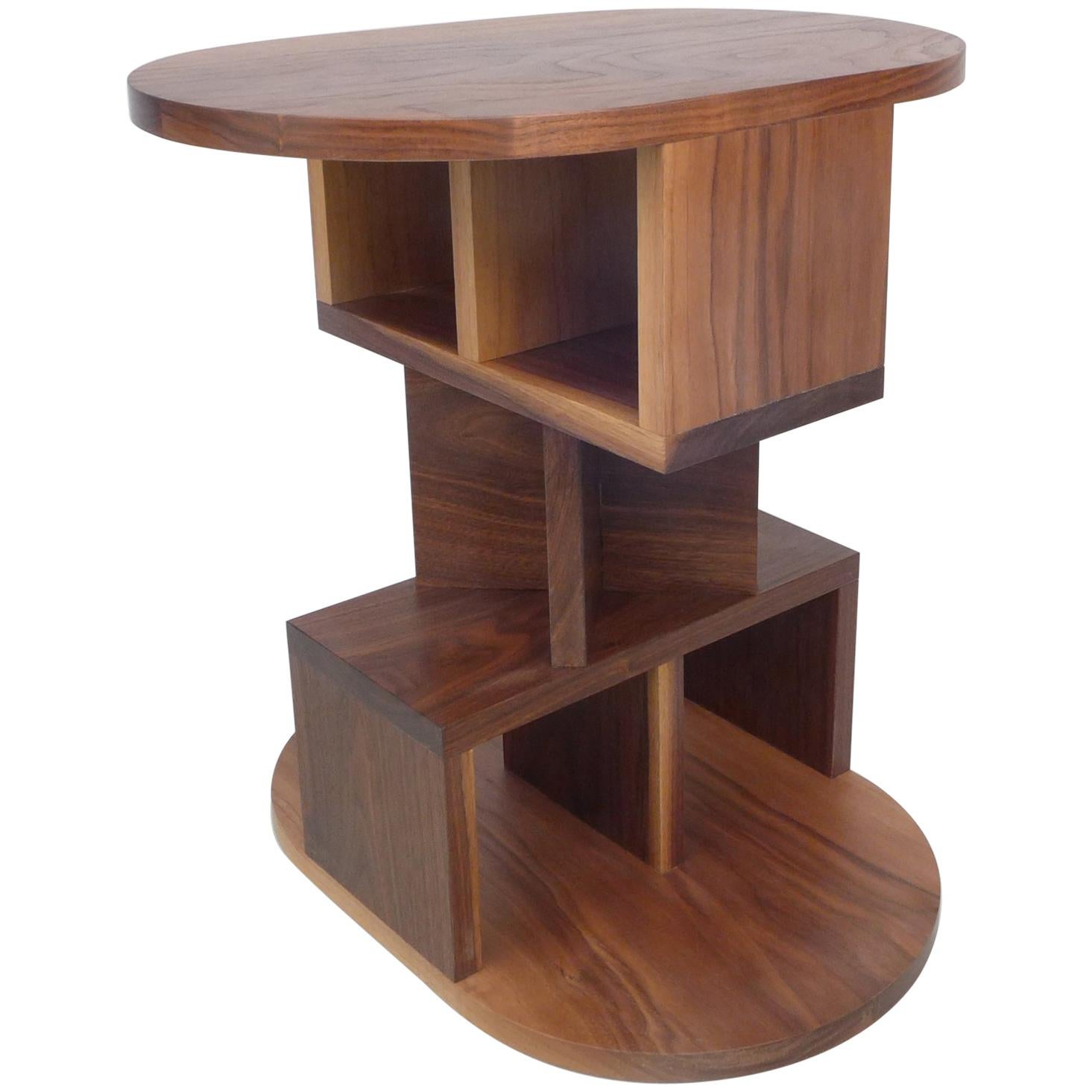 Solid Walnut Double Pyramid Side Table For Sale