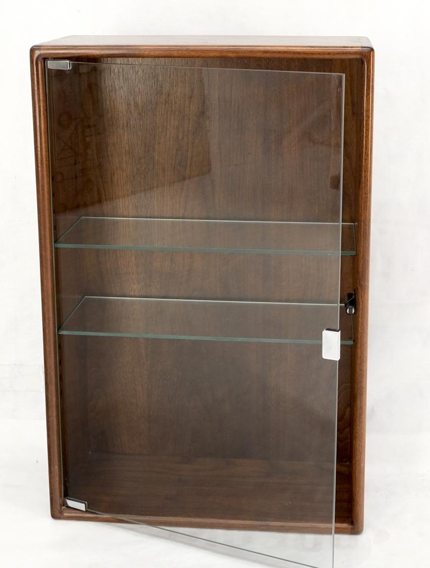 Solid Walnut Dovetailed Construction Design Glass Door Custom Hanging Cabinet In Good Condition For Sale In Rockaway, NJ