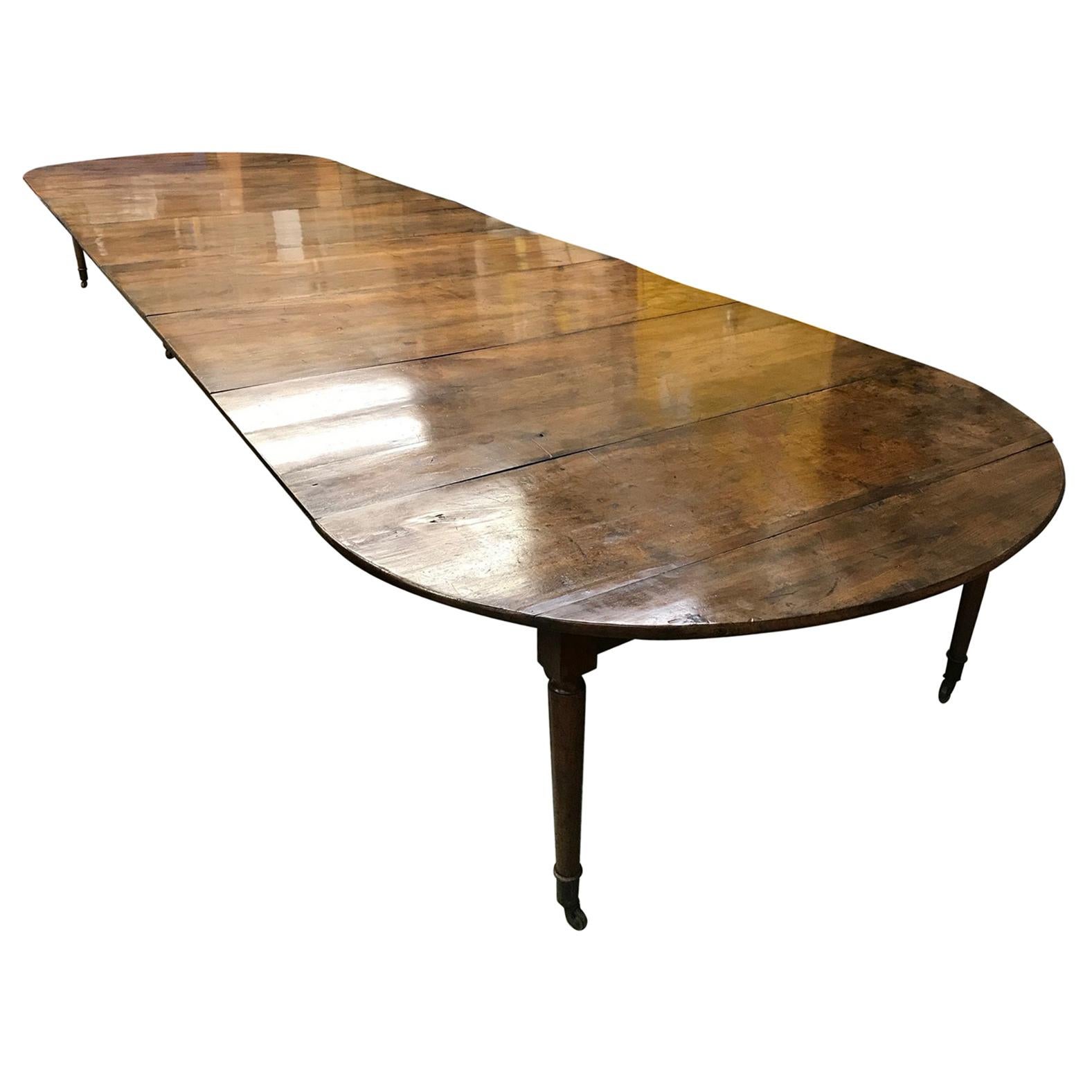 Solid Walnut Extending Dining Table, France, First Half of the 19th Century For Sale