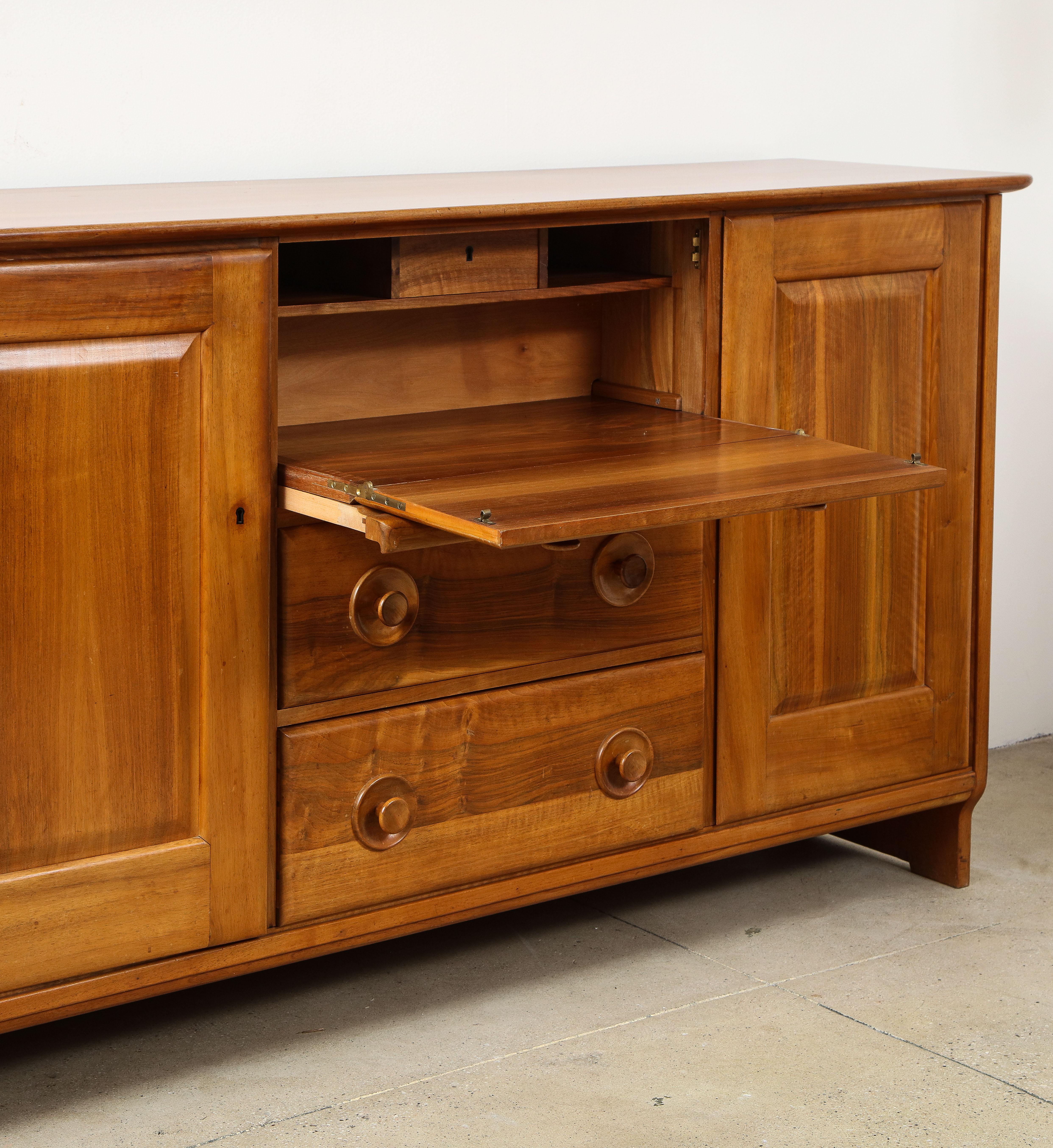 Solid Walnut Franz Sproll Sideboard w/ Interior Desk, Drawers & Cabinet, 1950's 1
