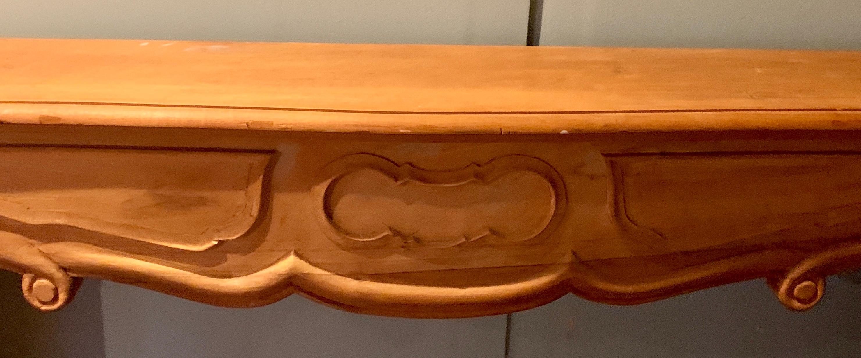 19th Century Solid Walnut Hand Carved French Mantel