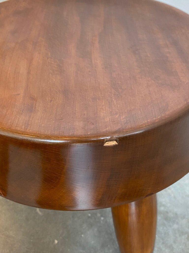 Solid Walnut & Hand Carved Stools in the Manner of Jean Royere 2