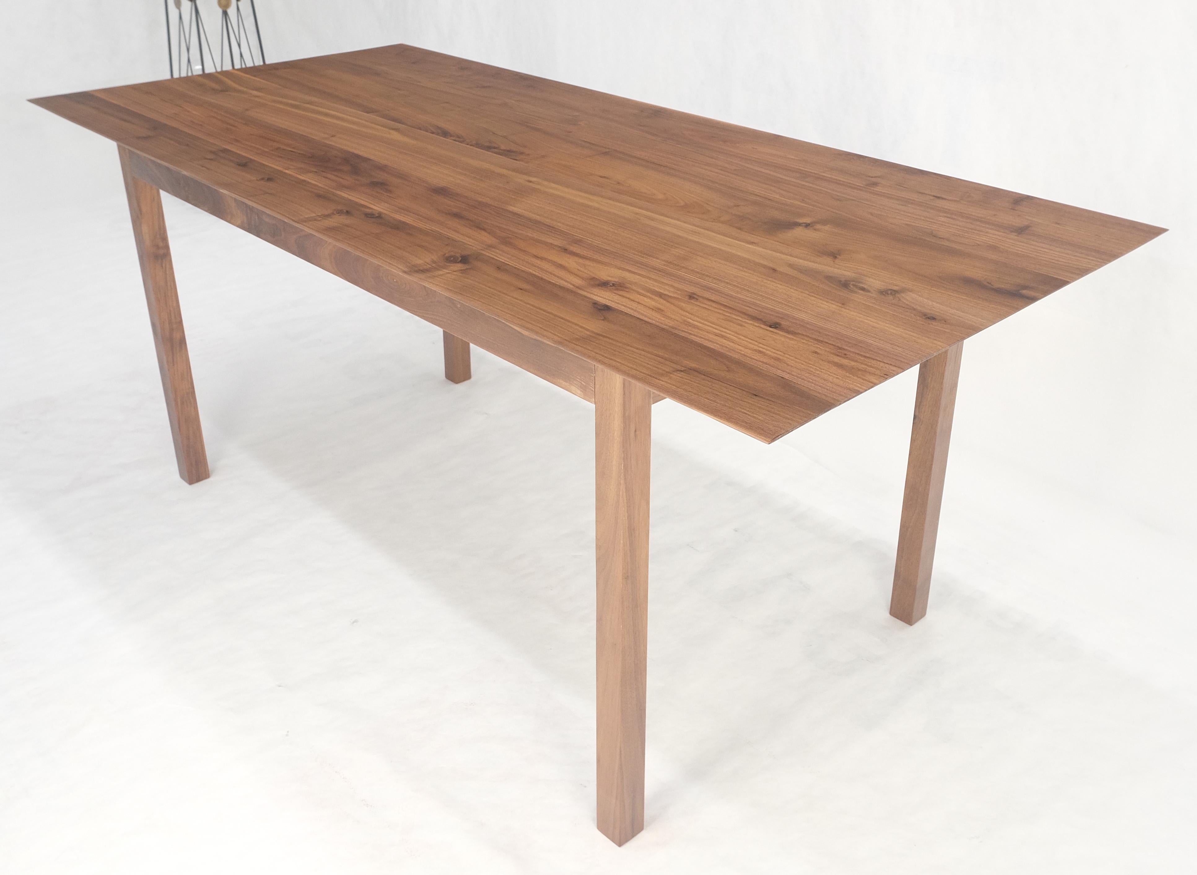 Solid Walnut Knife Edge Parsons Square Legs Rectangle 6' Long Dining Table MINT! For Sale 7