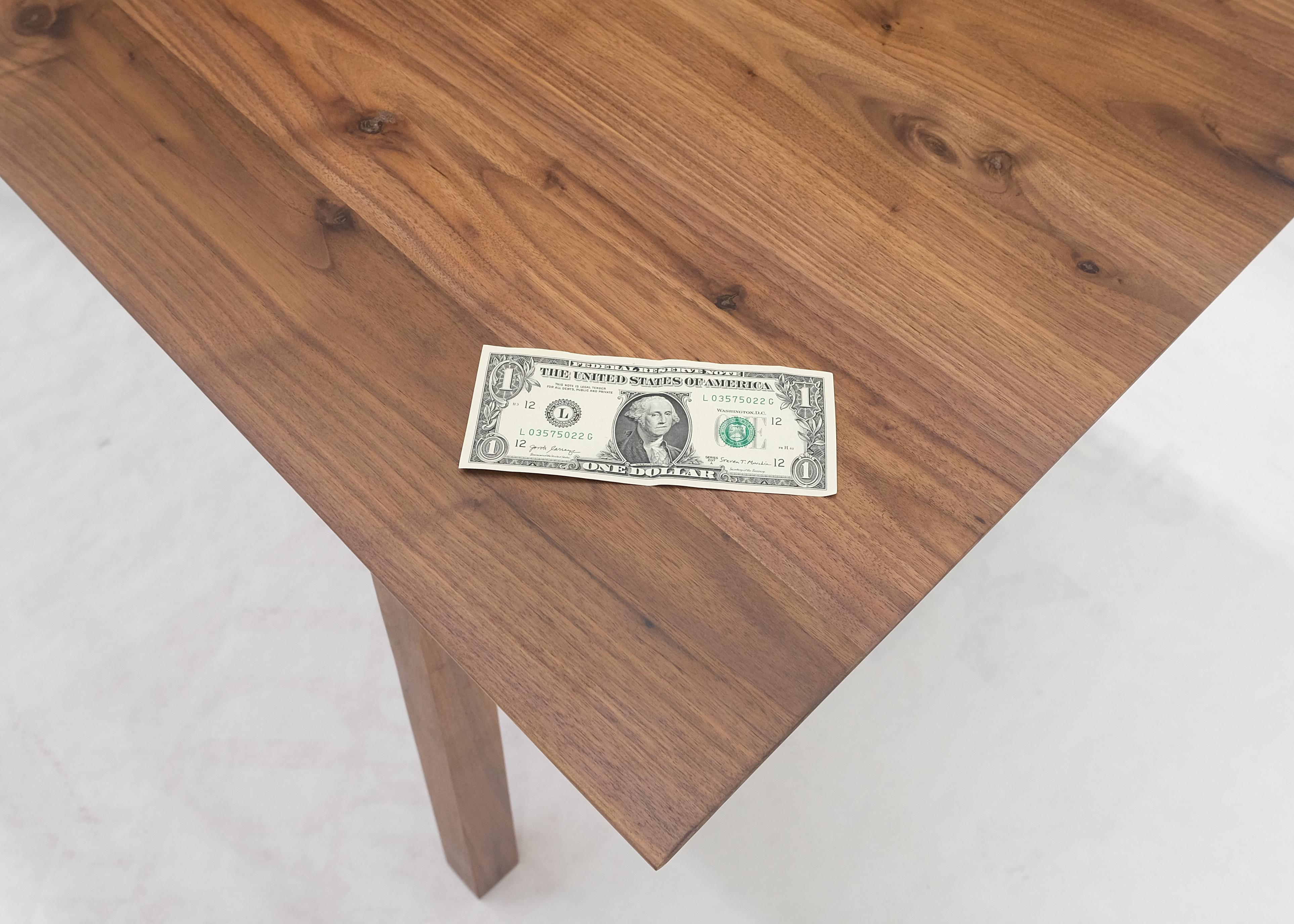 Solid Walnut Knife Edge Parsons Square Legs Rectangle 6' Long Dining Table MINT! For Sale 8