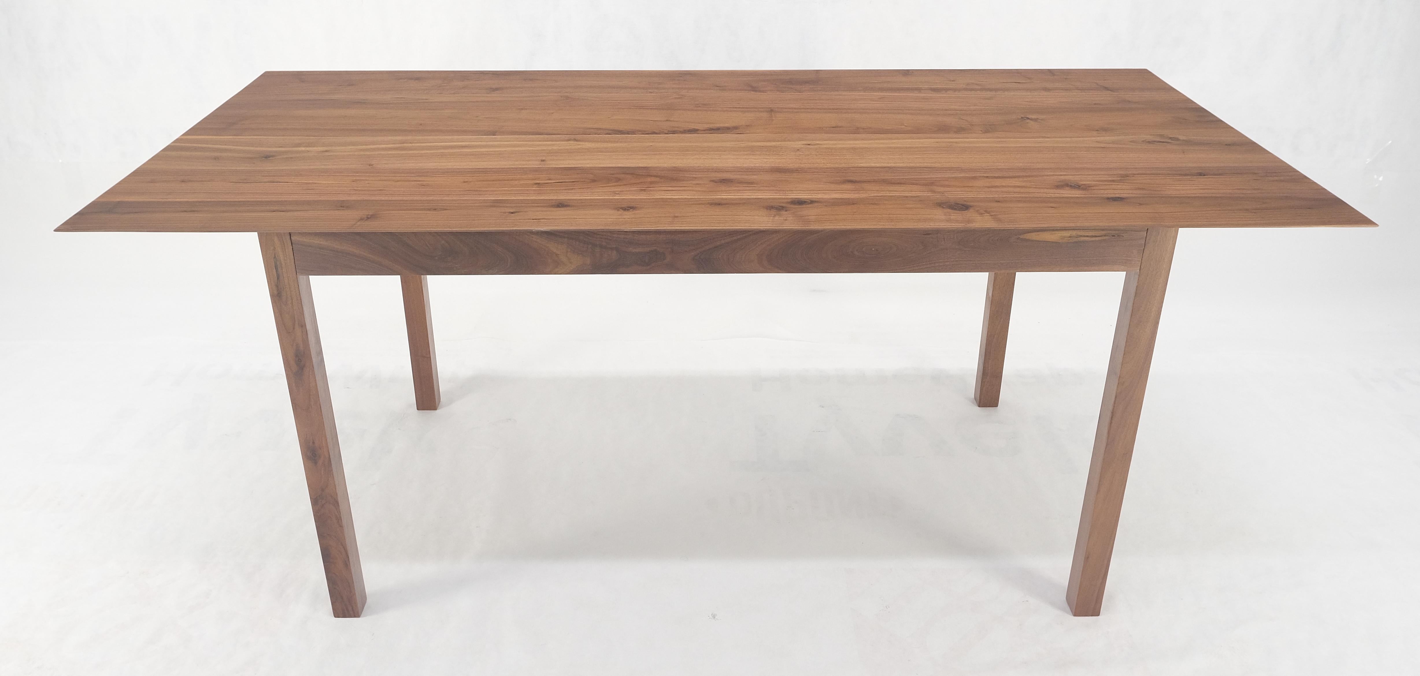 Solid Walnut Knife Edge Parsons Square Legs Rectangle 6' Long Dining Table MINT! In Good Condition For Sale In Rockaway, NJ