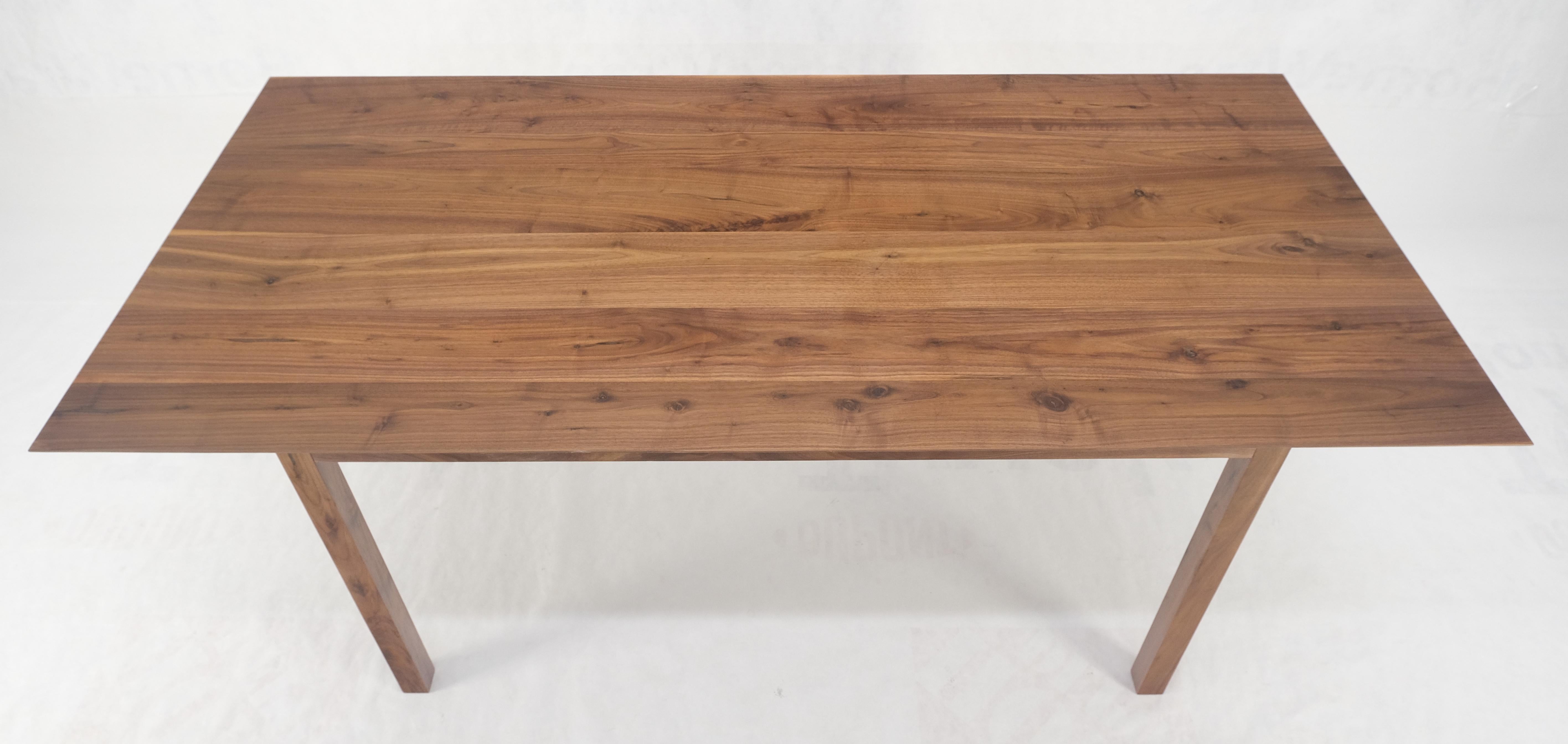 Contemporary Solid Walnut Knife Edge Parsons Square Legs Rectangle 6' Long Dining Table MINT! For Sale