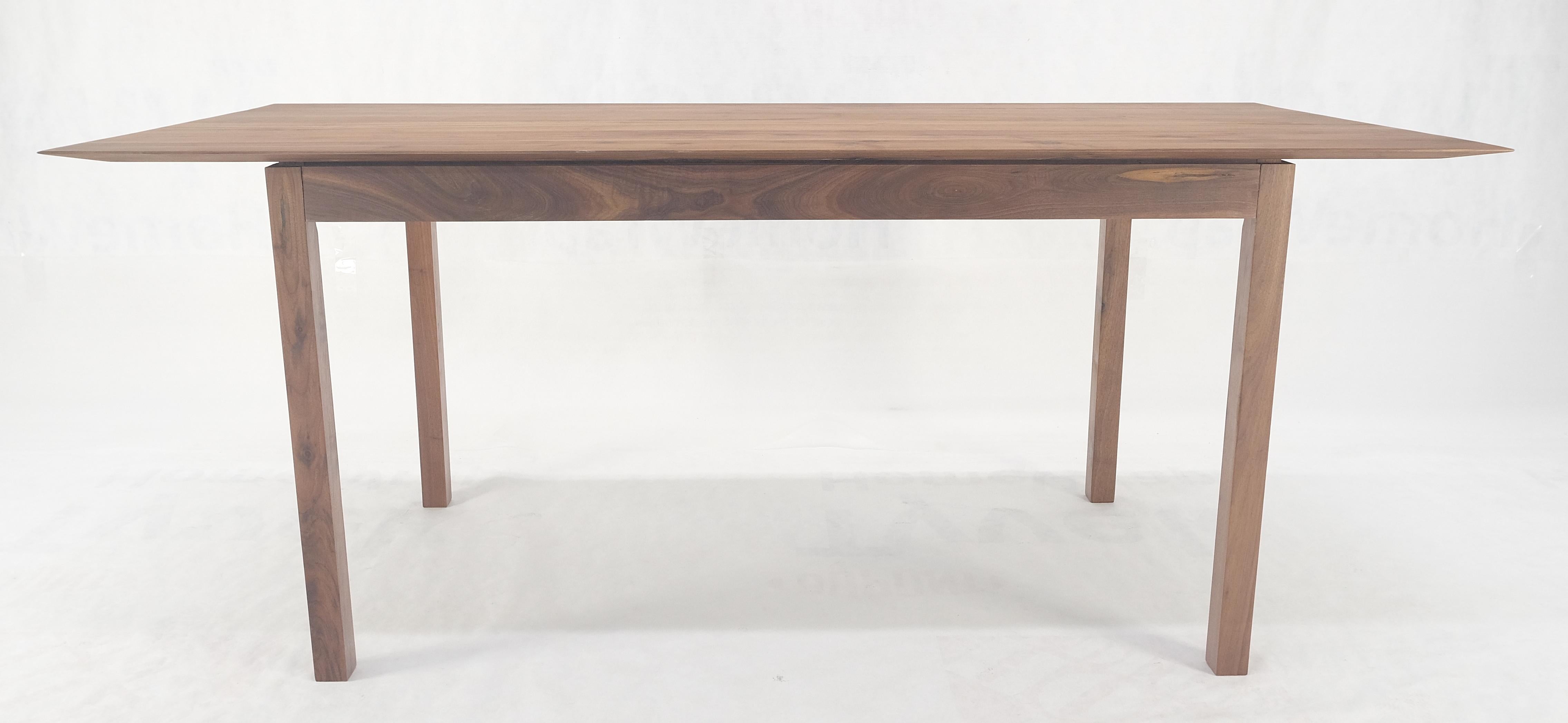 Solid Walnut Knife Edge Parsons Square Legs Rectangle 6' Long Dining Table MINT! For Sale 1