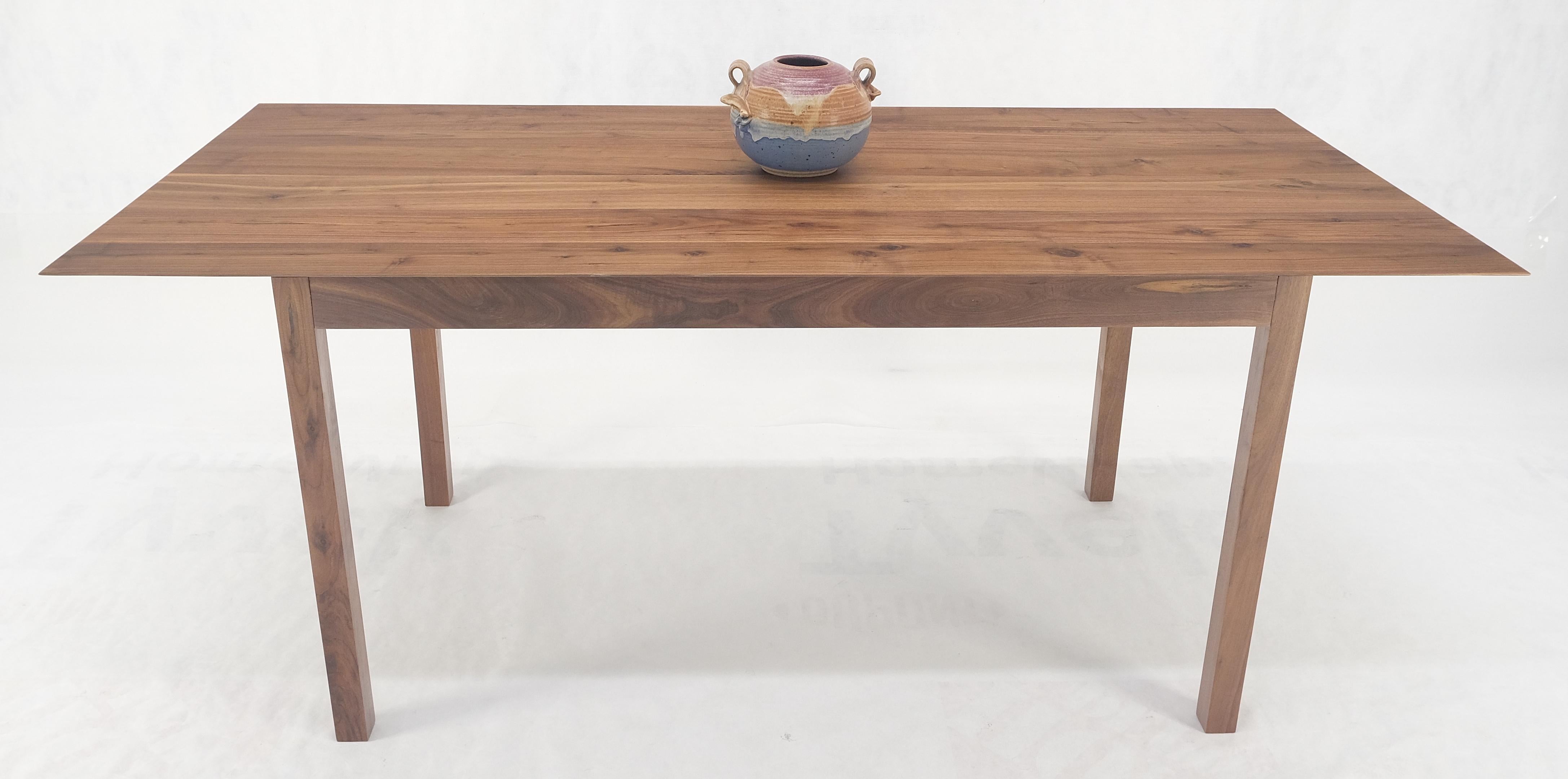 Solid Walnut Knife Edge Parsons Square Legs Rectangle 6' Long Dining Table MINT! For Sale 2