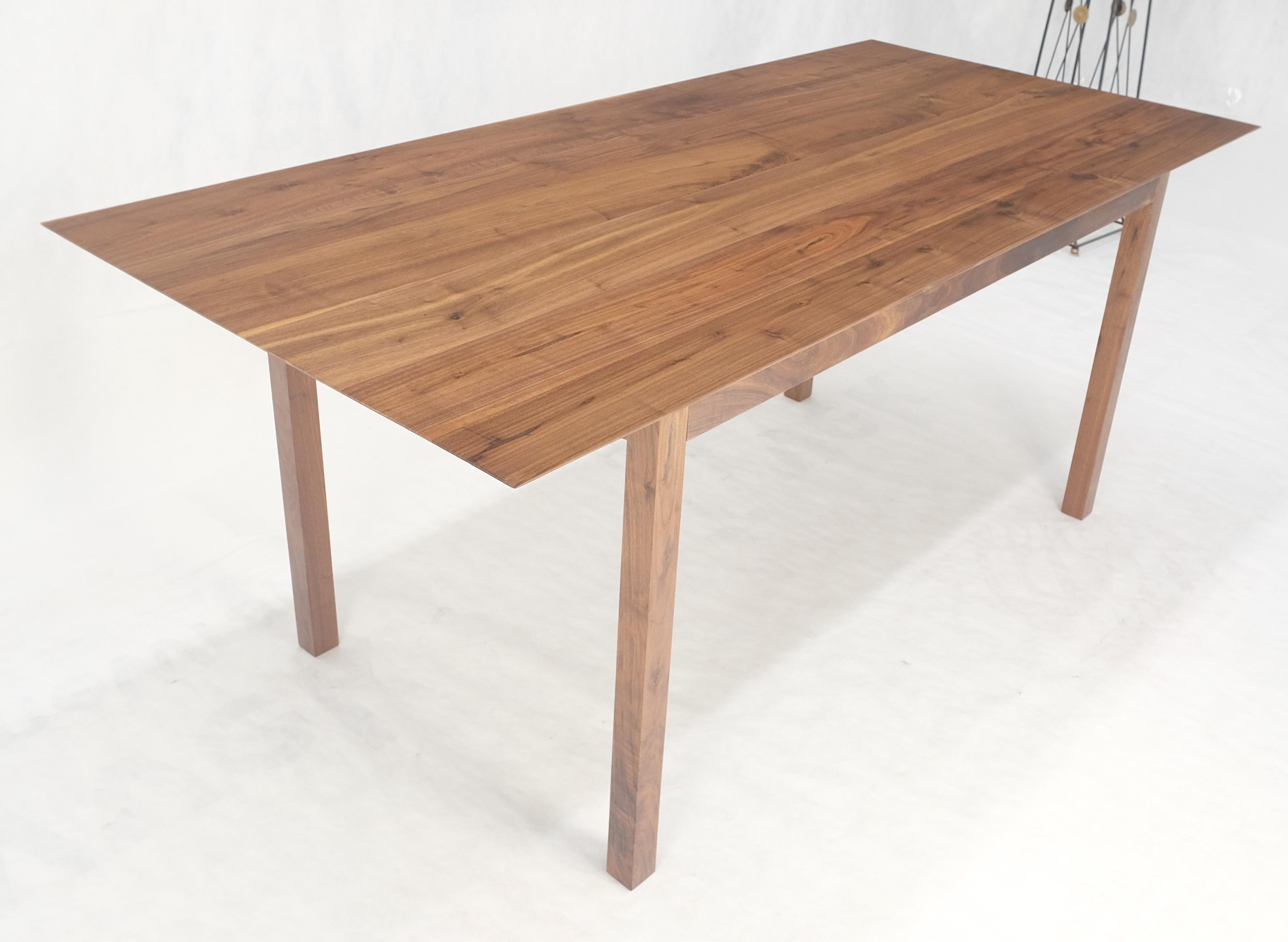 Solid Walnut Knife Edge Parsons Square Legs Rectangle 6' Long Dining Table MINT! For Sale 4