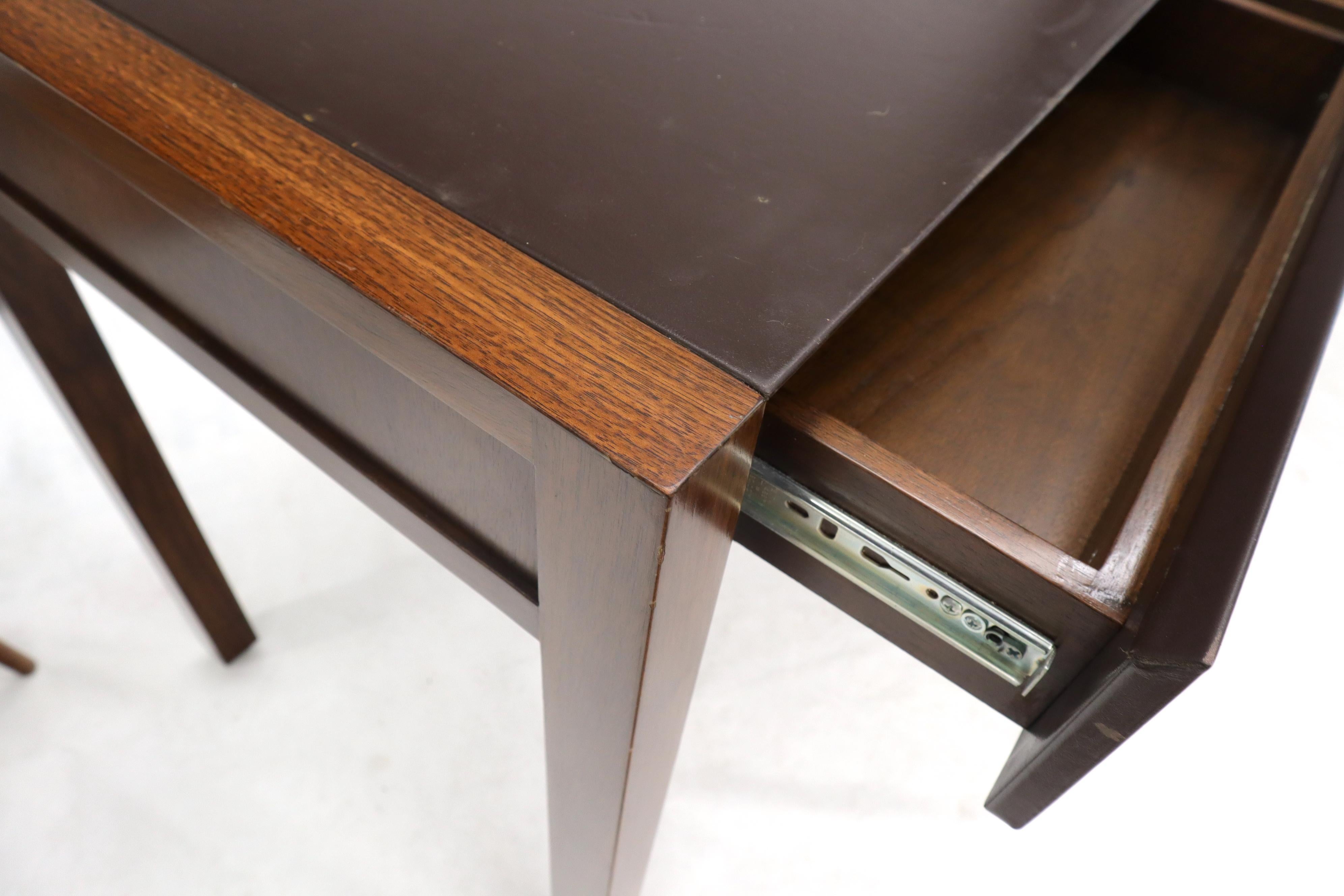 Solid Walnut Leather Top and Drawers Custom Desk Console Table 1