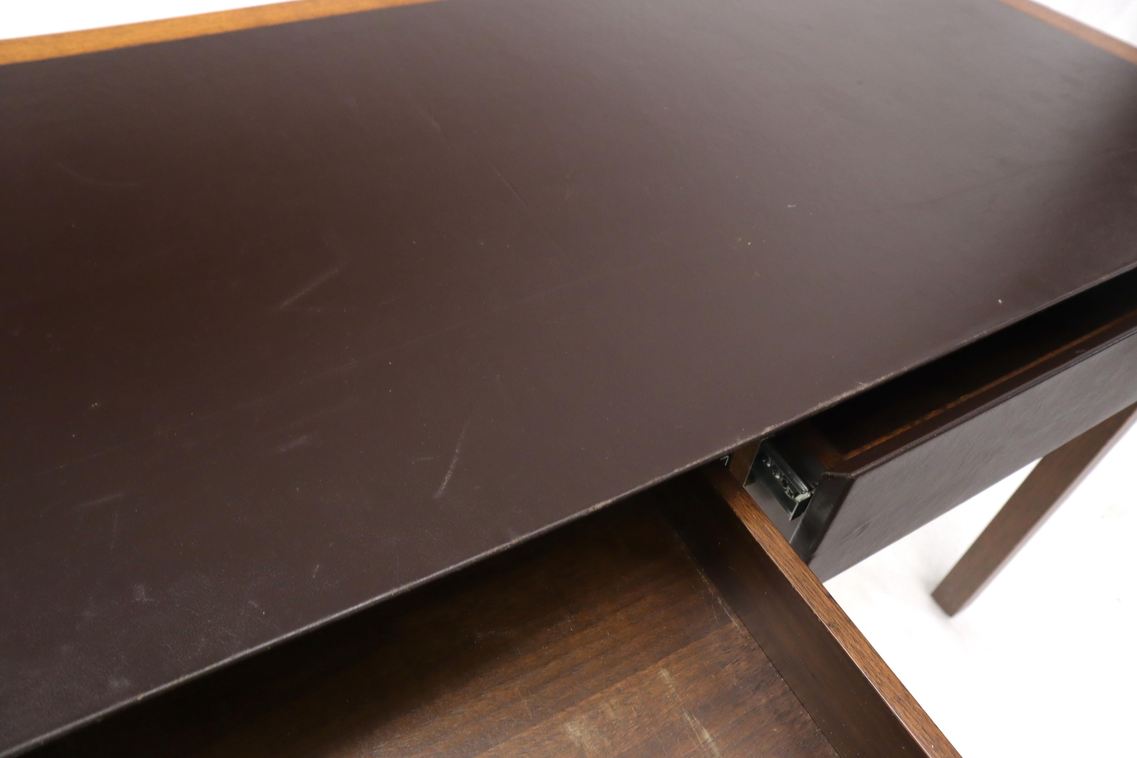 Solid Walnut Leather Top and Drawers Custom Desk Console Table 3