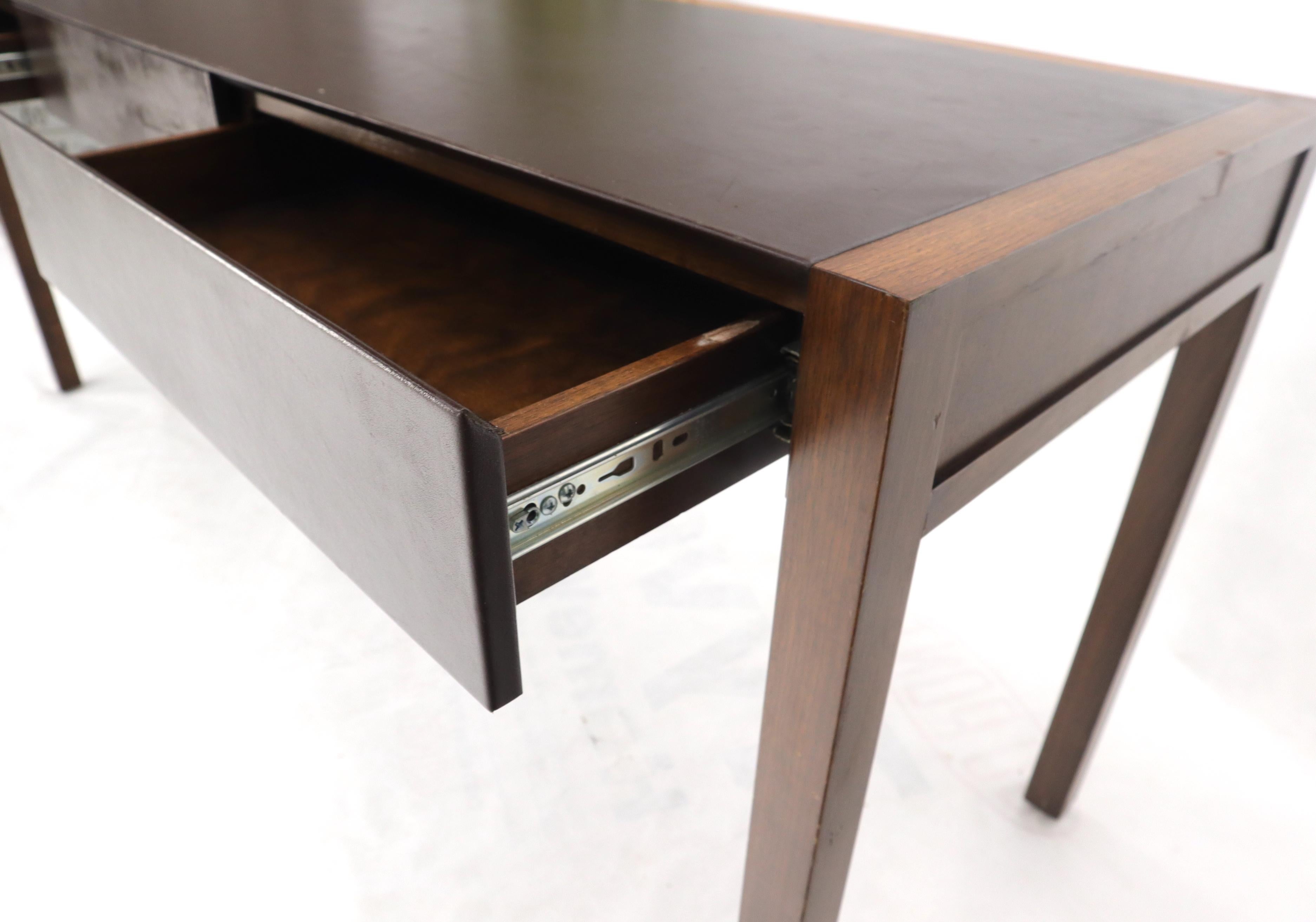 Solid Walnut Leather Top and Drawers Custom Desk Console Table 4