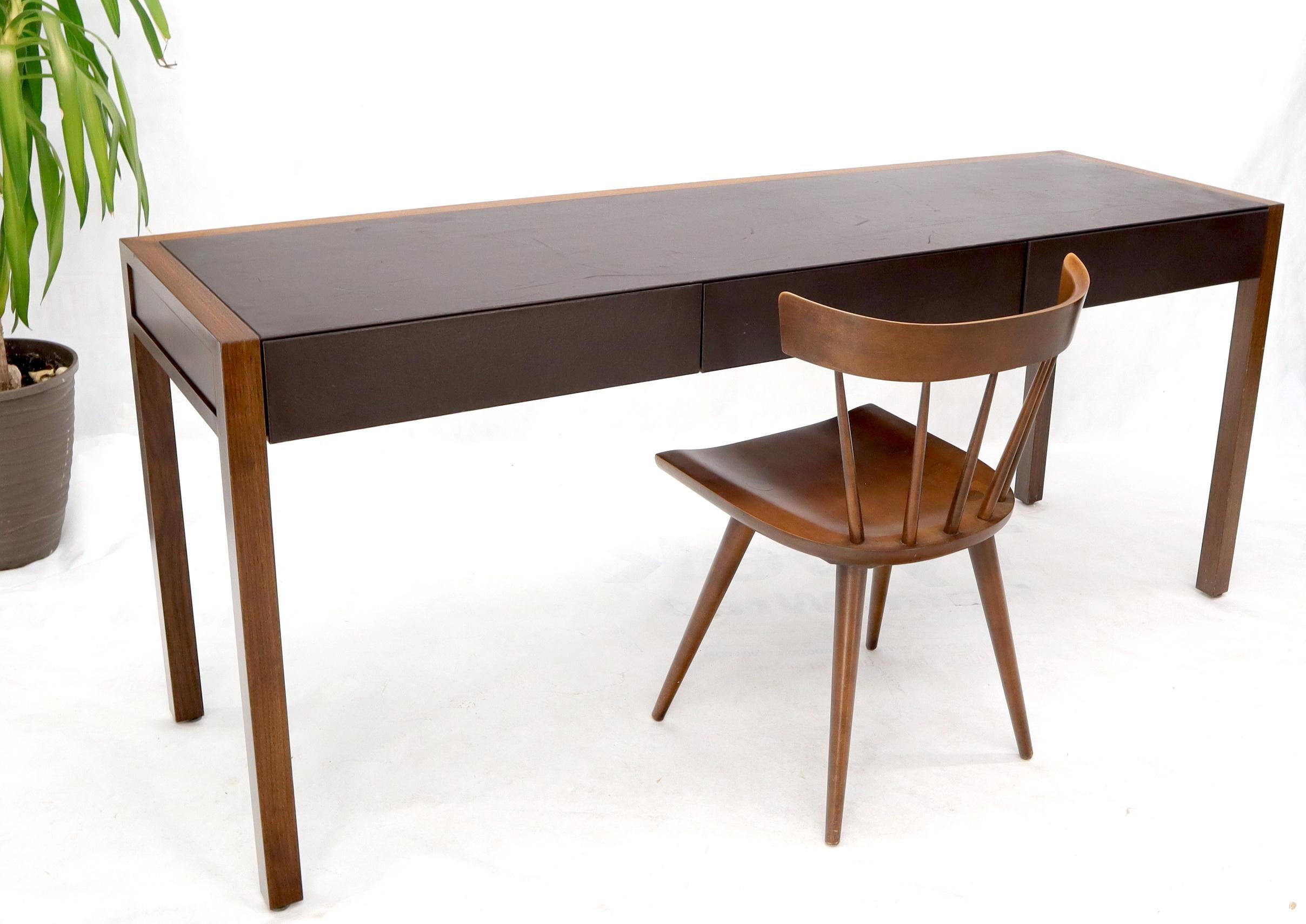 Solid Walnut Leather Top and Drawers Custom Desk Console Table 6