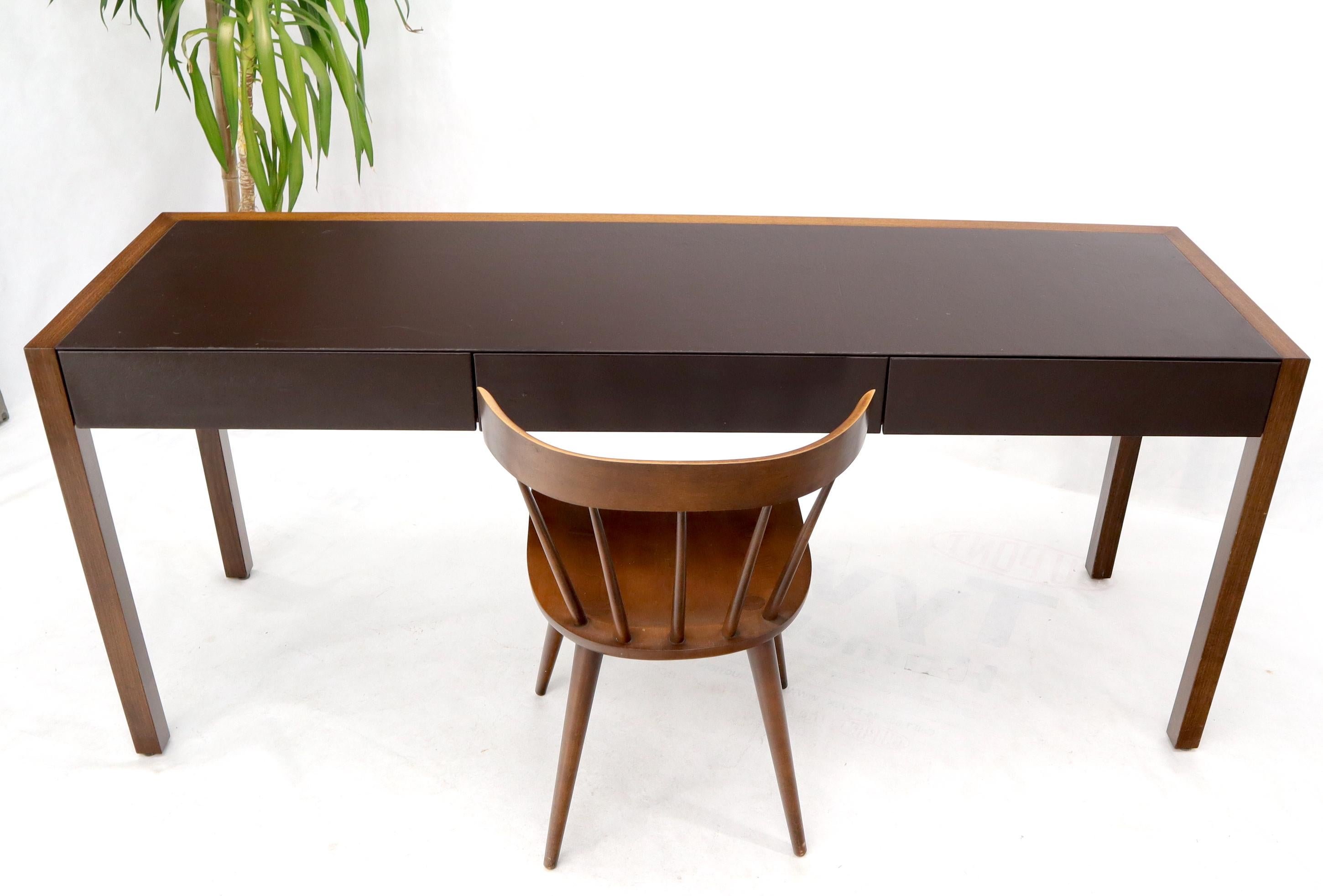 Solid Walnut Leather Top and Drawers Custom Desk Console Table 7