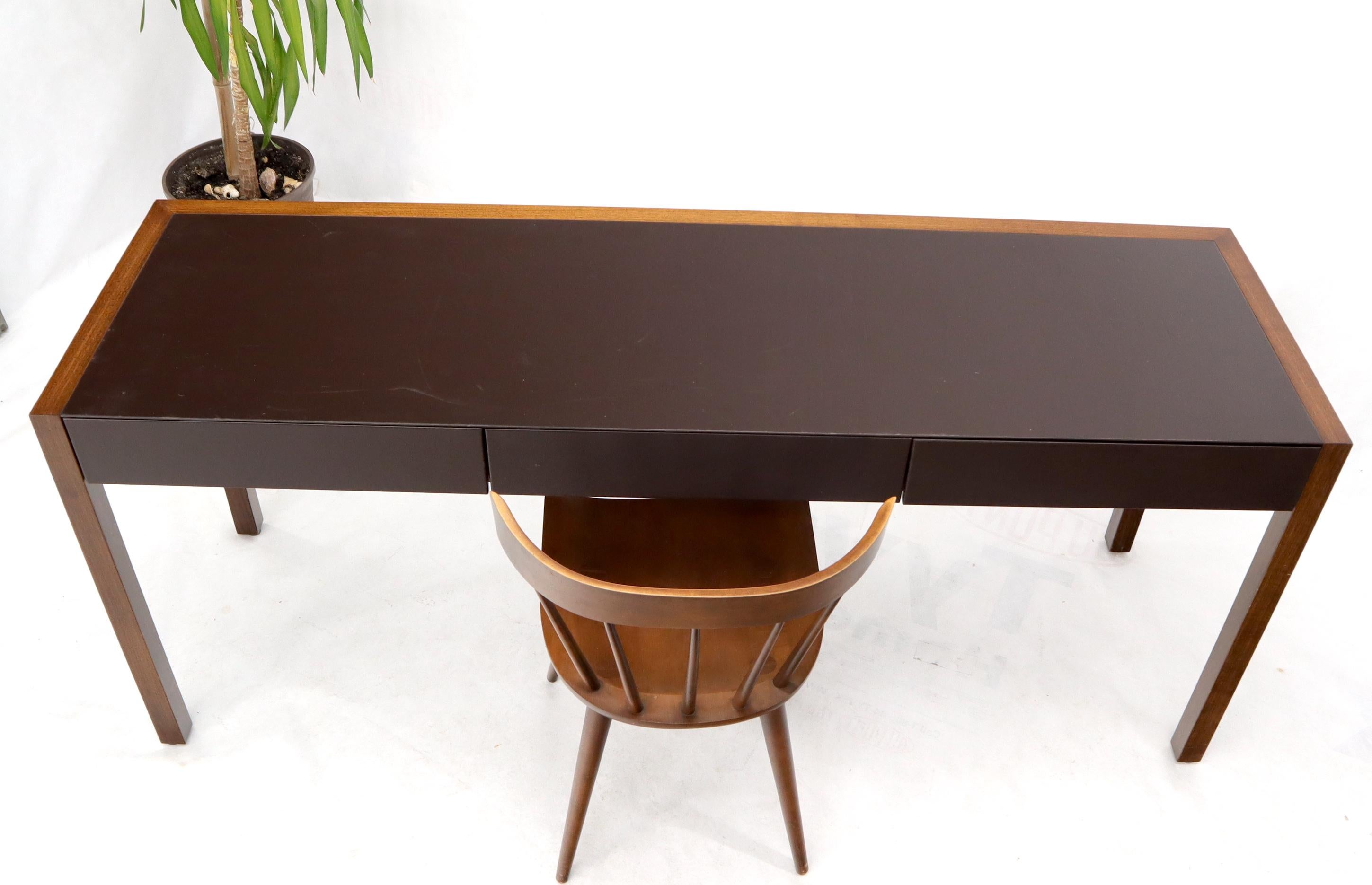 Solid Walnut Leather Top and Drawers Custom Desk Console Table 8