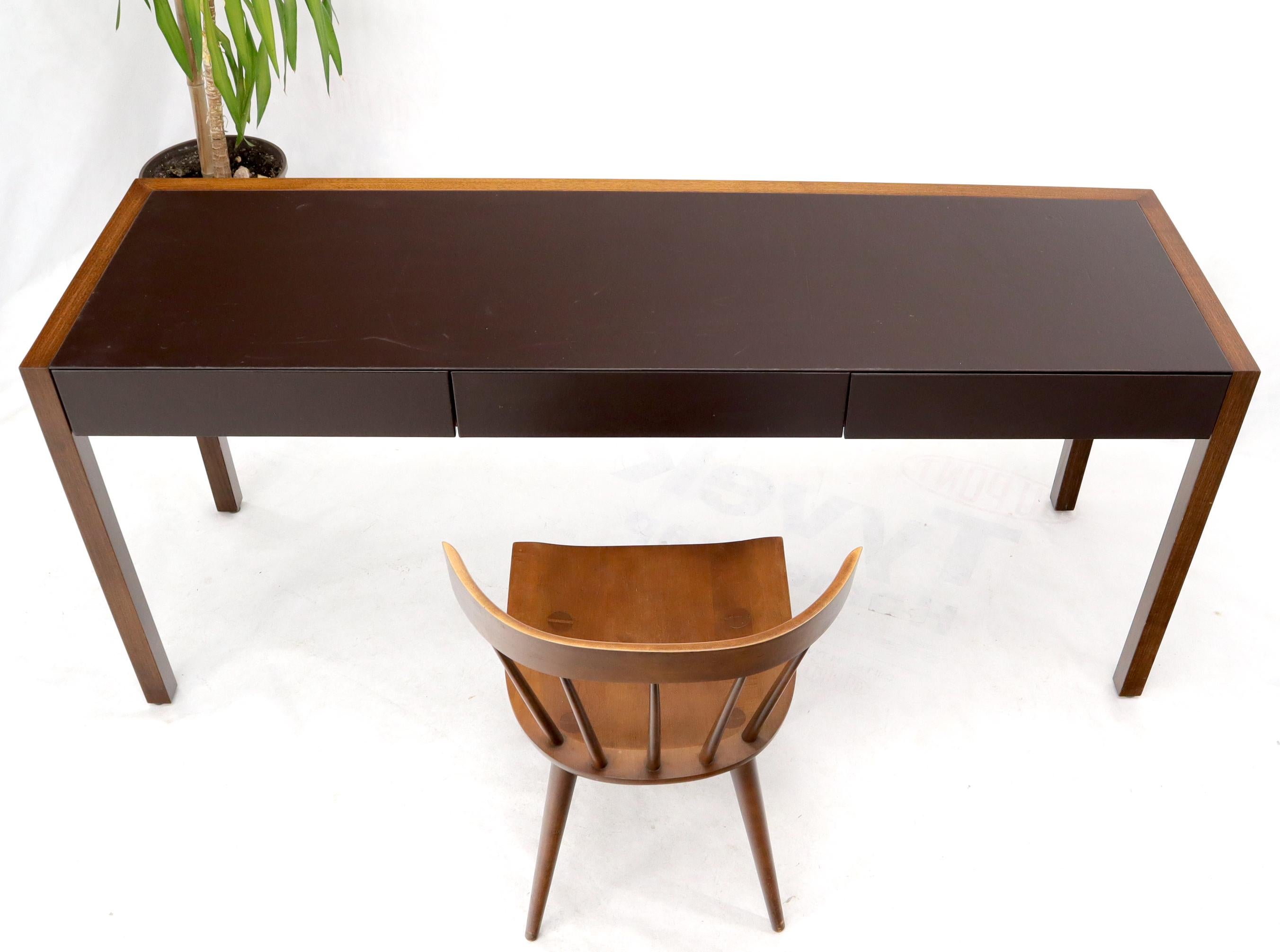 Solid Walnut Leather Top and Drawers Custom Desk Console Table 9