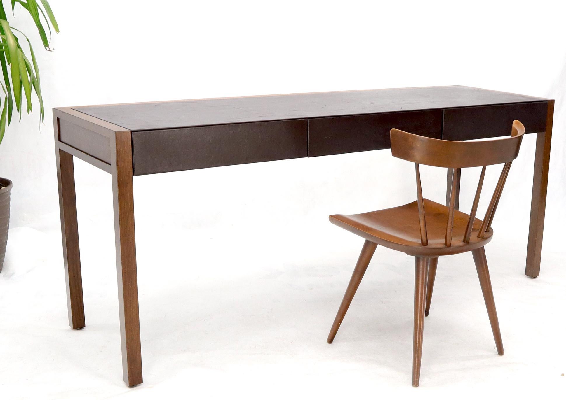 Solid Walnut Leather Top and Drawers Custom Desk Console Table 10