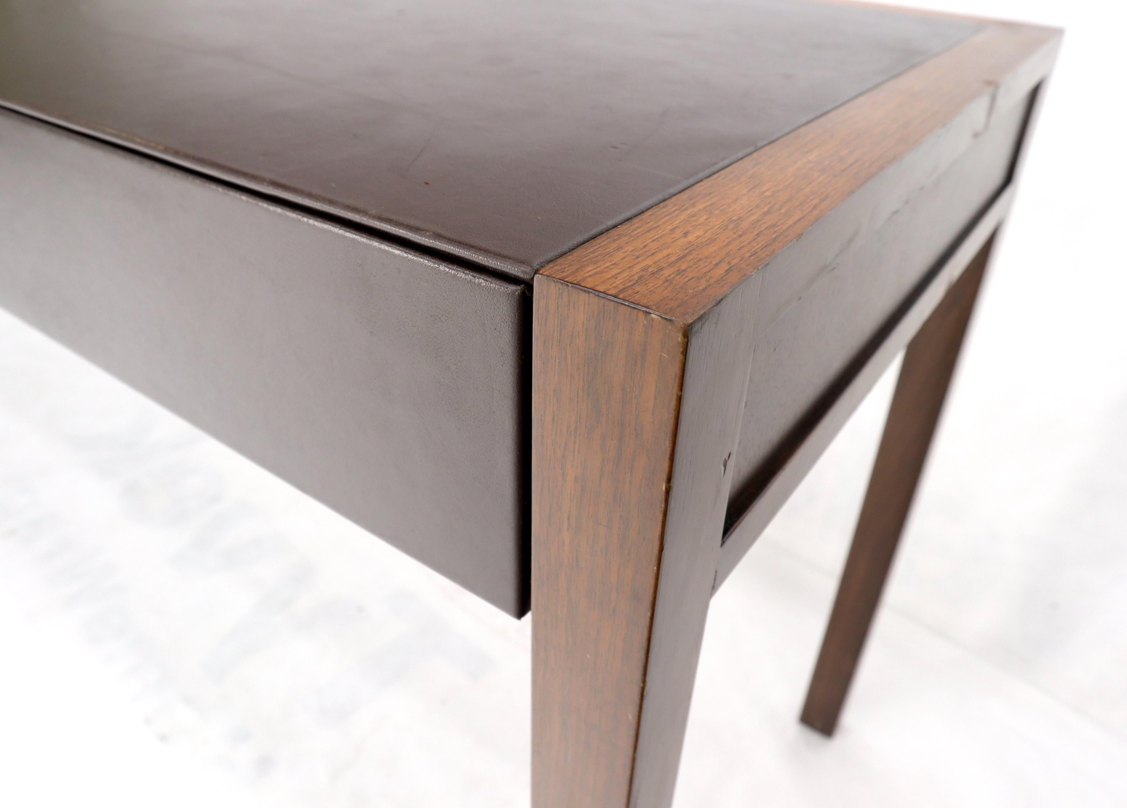 Mid-Century Modern Solid Walnut Leather Top and Drawers Custom Desk Console Table