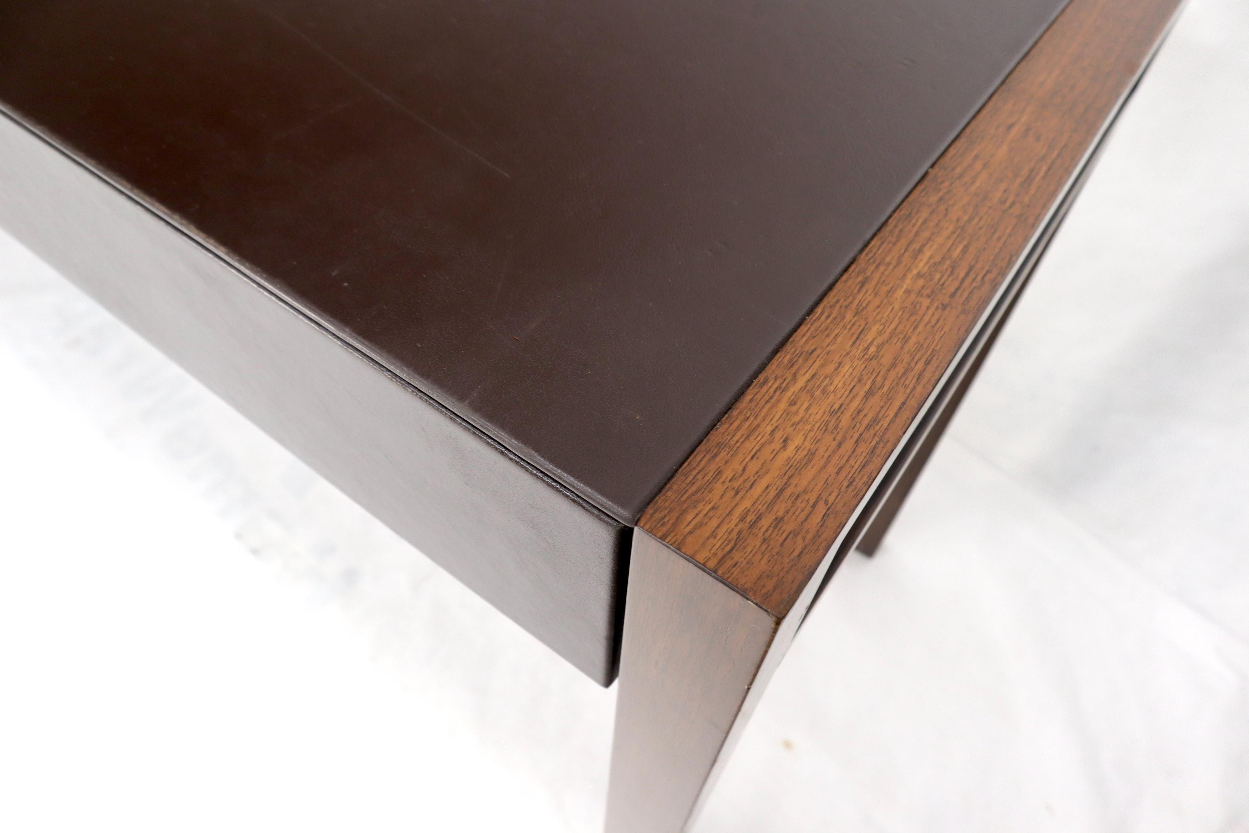 American Solid Walnut Leather Top and Drawers Custom Desk Console Table