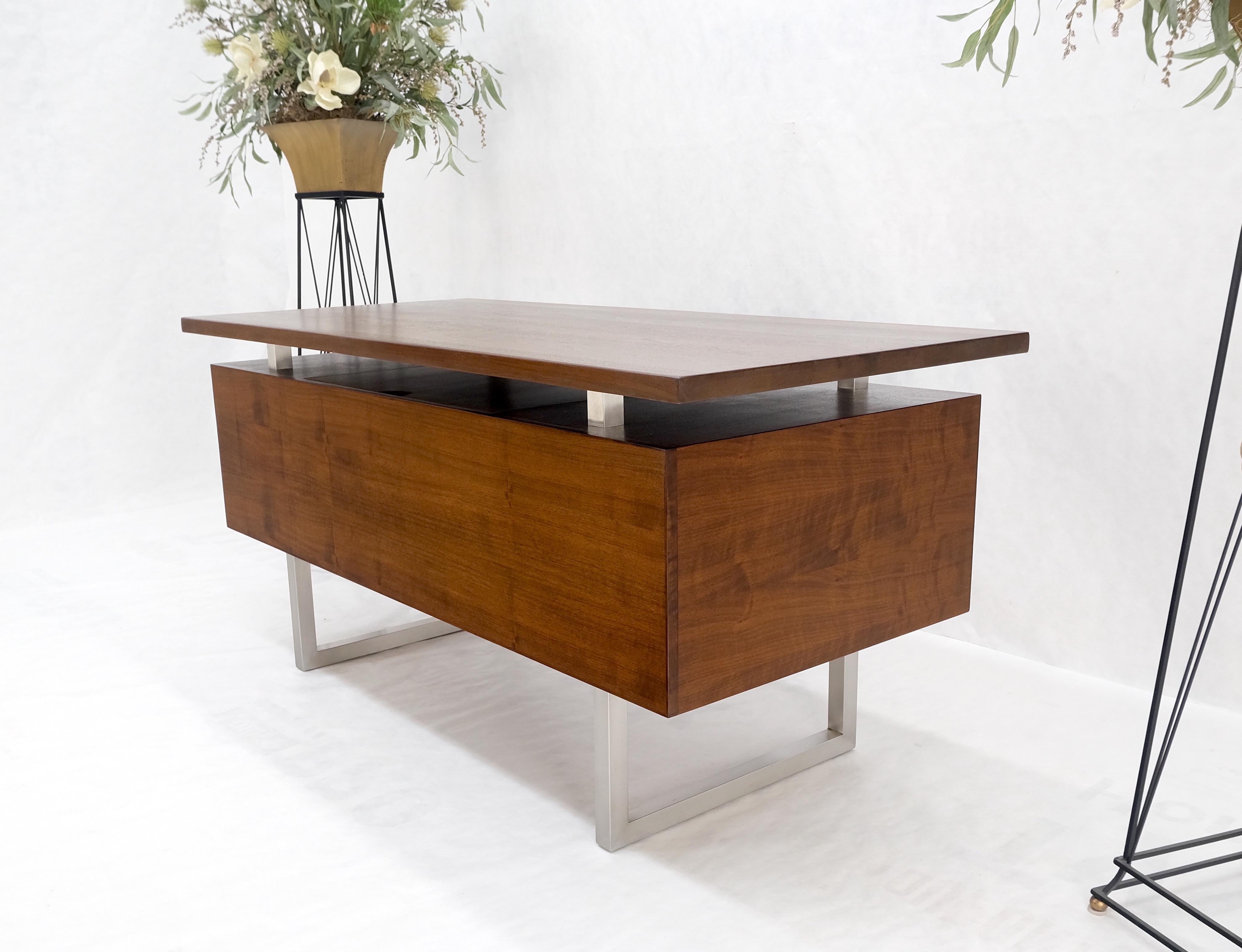 Solid Walnut Mid-Century Modern Floating Top All Restored Desk Table Mint! For Sale 5