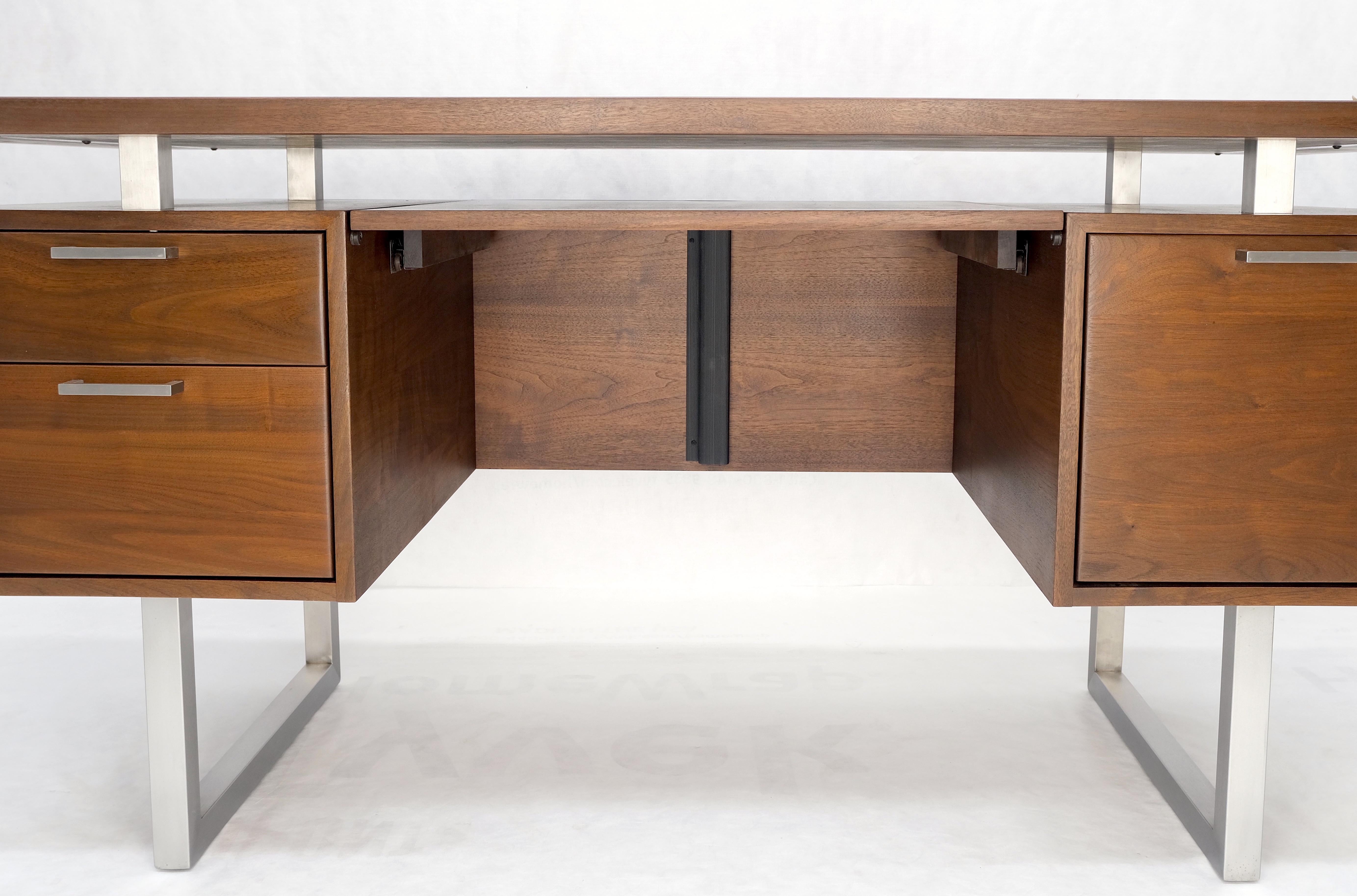 Solid Walnut Mid-Century Modern Floating Top All Restored Desk Table Mint! For Sale 10
