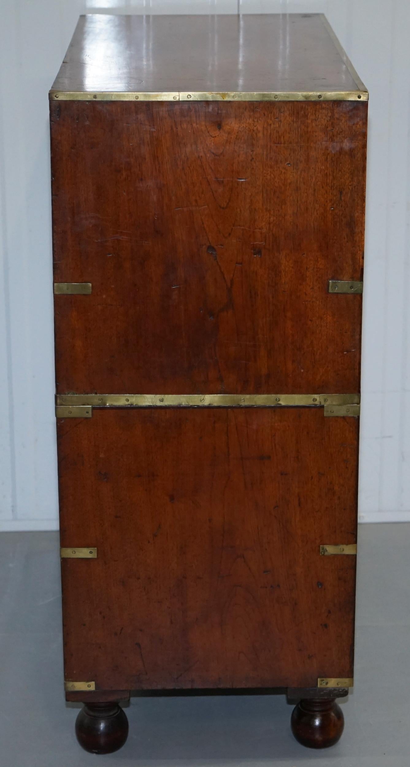 Solid Walnut Military Officers Campaign Chest of Drawers Brass Trim, circa 1870 4