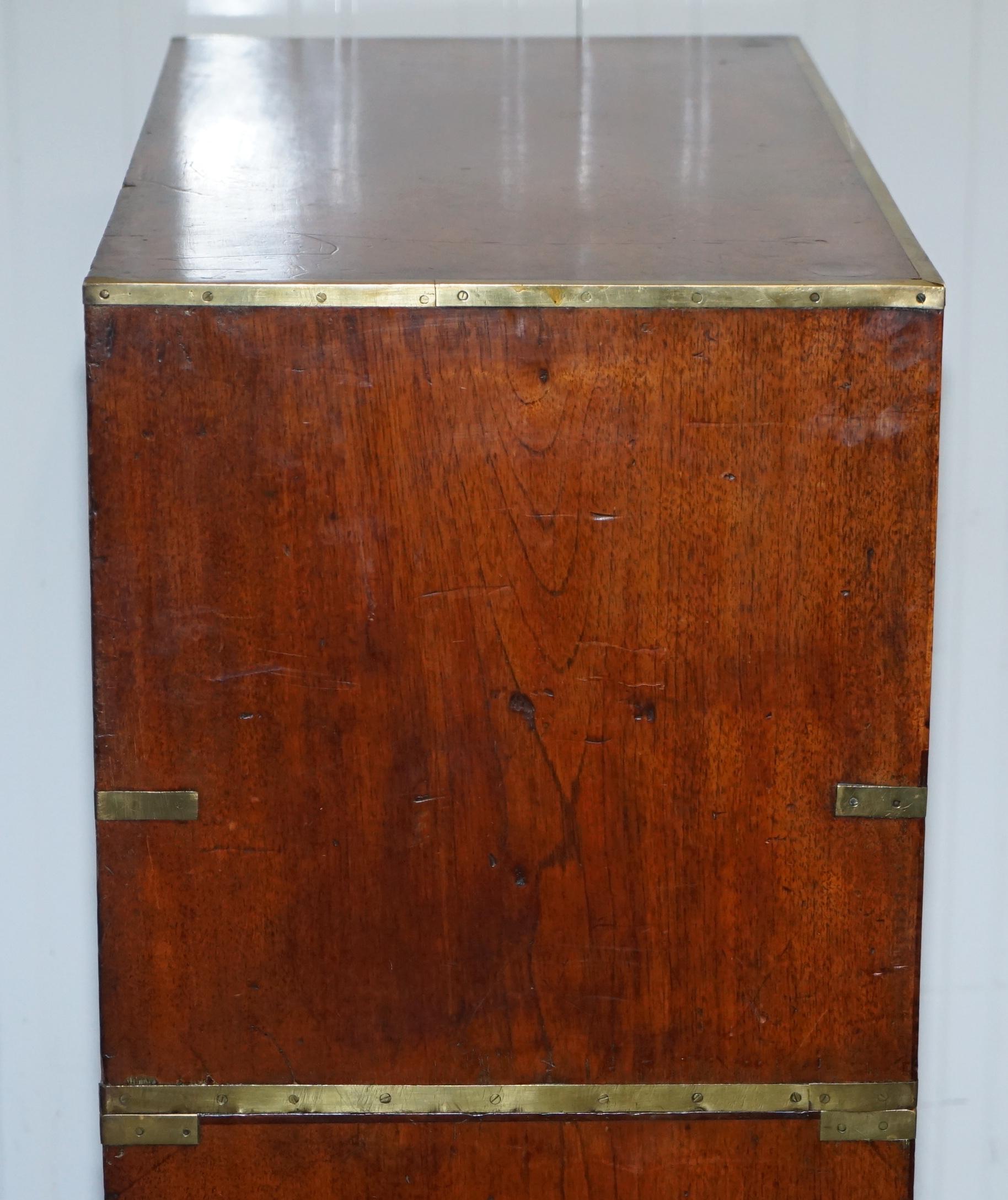 Solid Walnut Military Officers Campaign Chest of Drawers Brass Trim, circa 1870 5