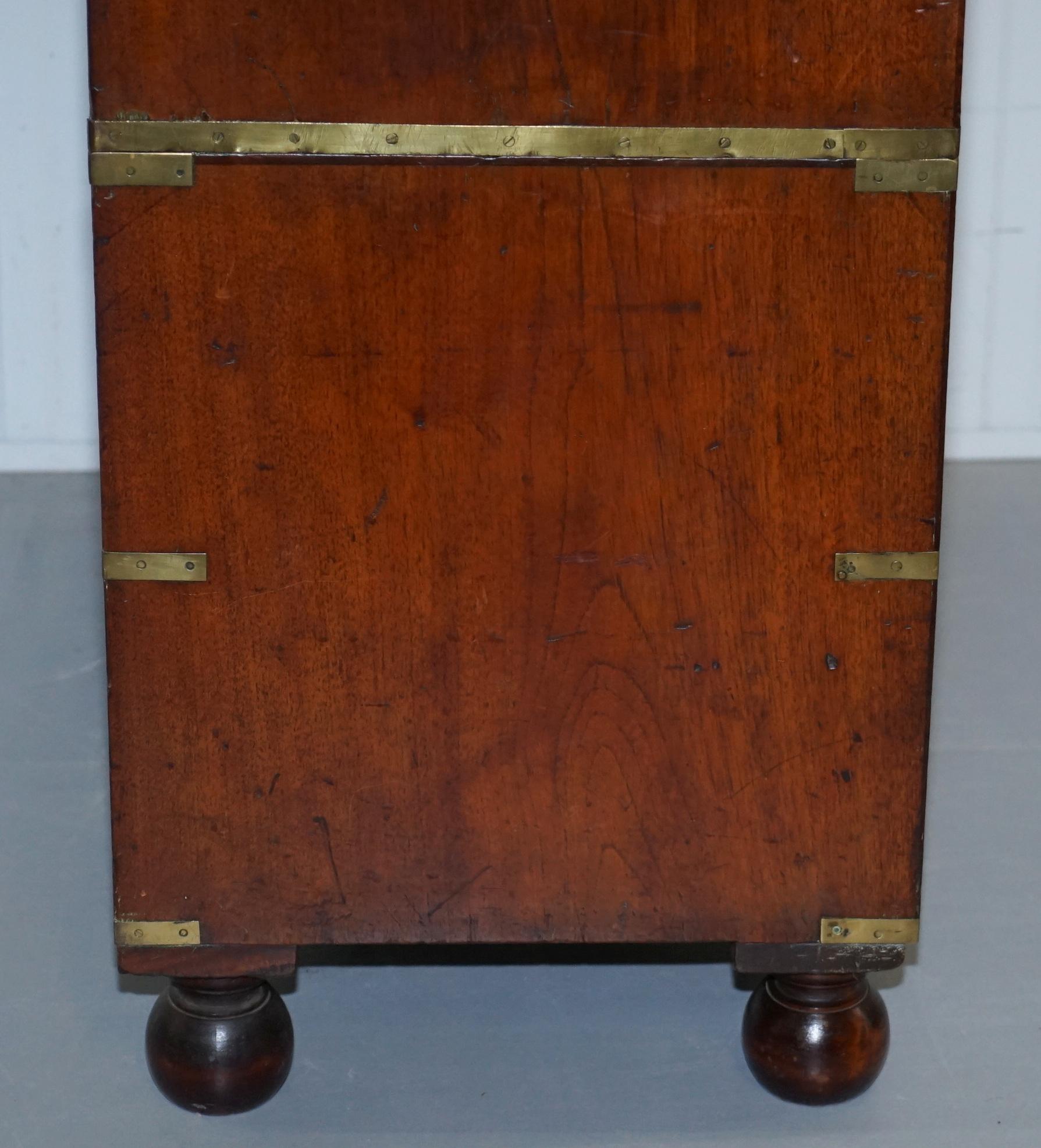 Solid Walnut Military Officers Campaign Chest of Drawers Brass Trim, circa 1870 6
