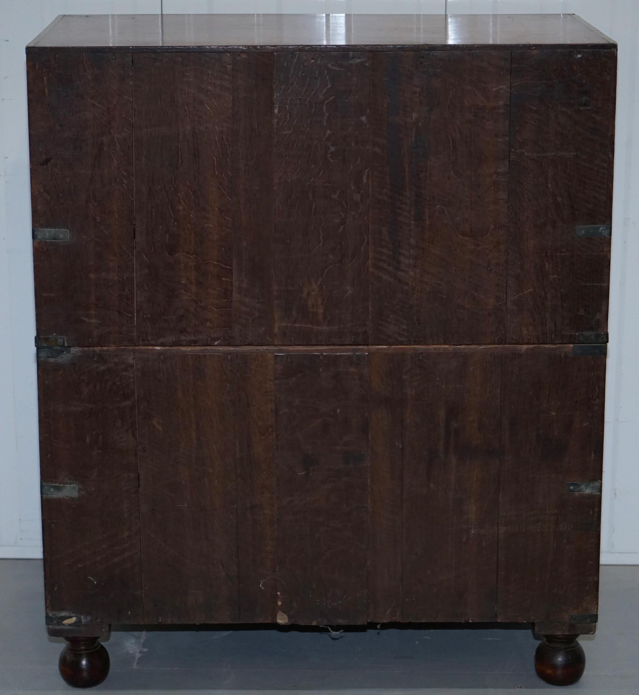 Solid Walnut Military Officers Campaign Chest of Drawers Brass Trim, circa 1870 7