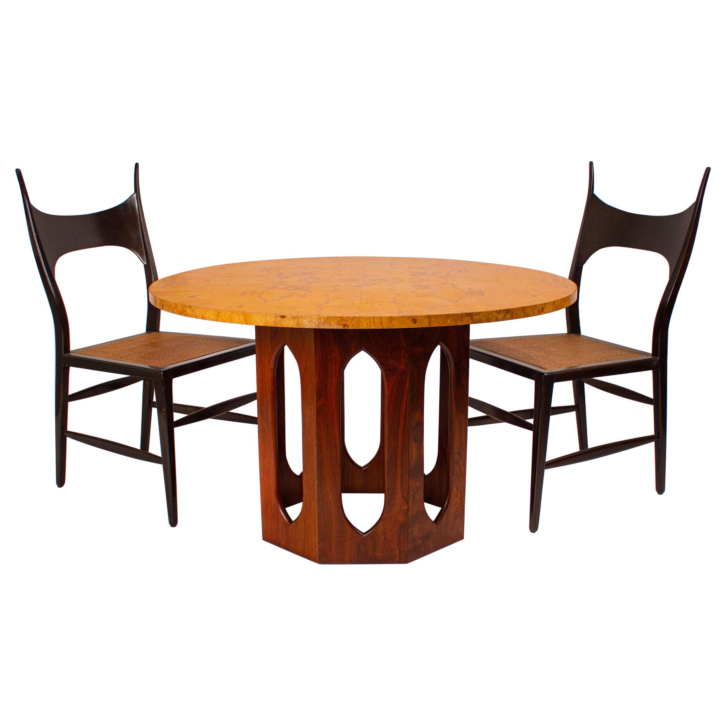 Wormley Game Table for Dunbar, Solid Walnut & Olive Burlwood