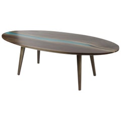 Solid Walnut Oval River Coffee Table with Tapered Legs