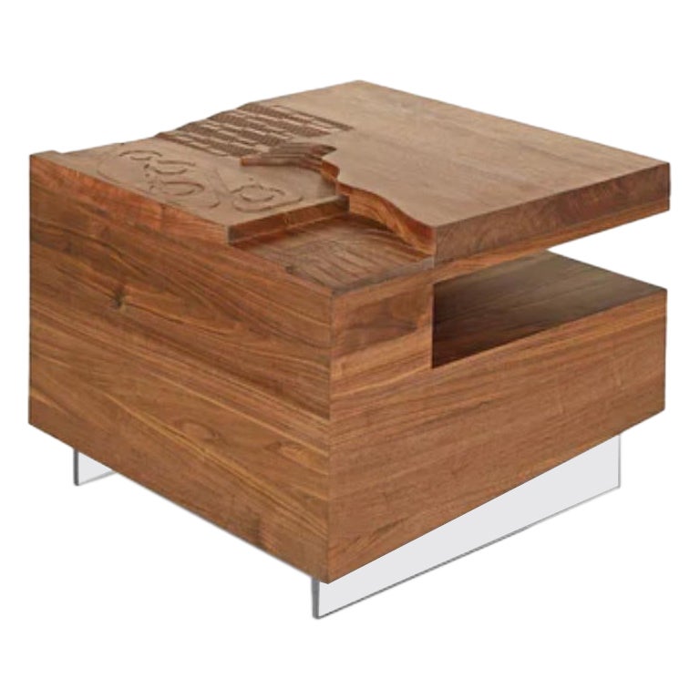 Solid Walnut Palodia Side Table by Madheke For Sale
