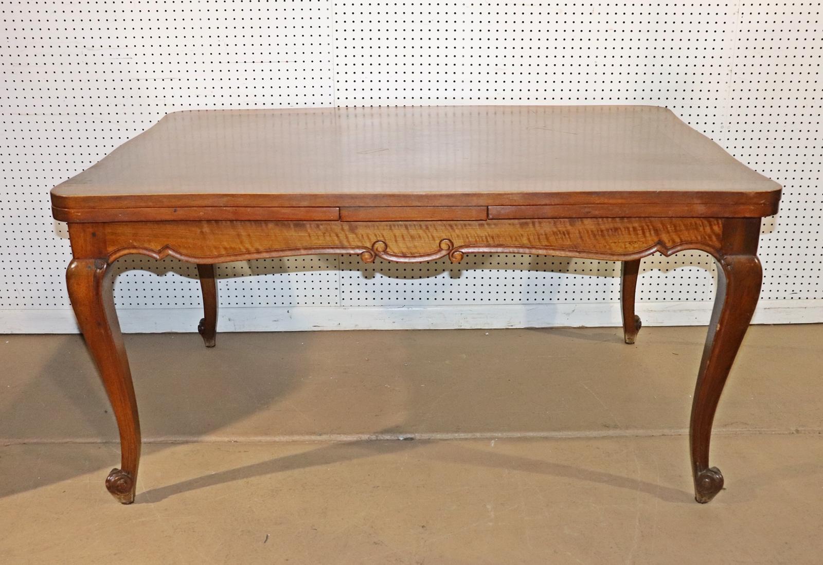 Solid Walnut Parquetry Inlaid French Louis XV Refractory Dining Table 12