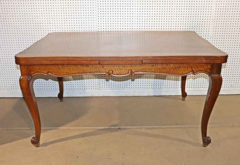 Solid Walnut Parquetry Inlaid French Louis XV Refractory Dining Table For Sale 12