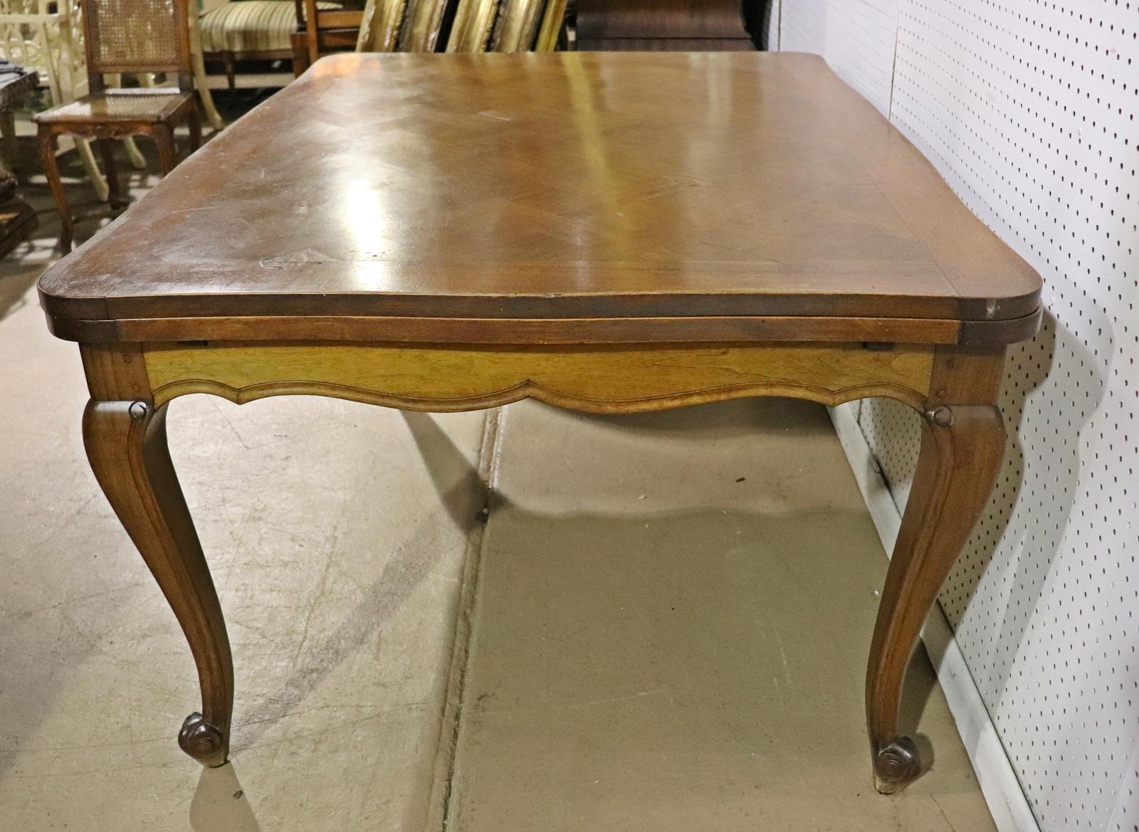 Solid Walnut Parquetry Inlaid French Louis XV Refractory Dining Table 2