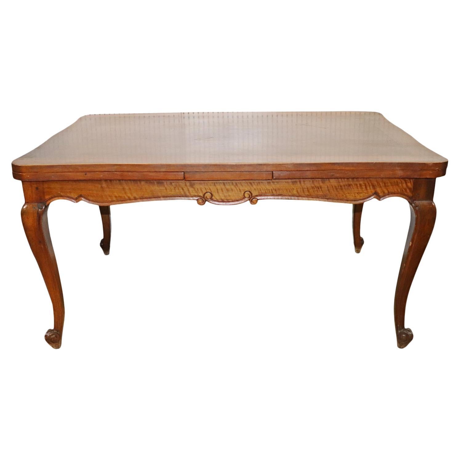 Solid Walnut Parquetry Inlaid French Louis XV Refractory Dining Table
