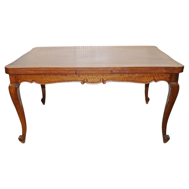 Solid Walnut Parquetry Inlaid French Louis XV Refractory Dining Table For Sale