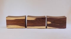 Bancos de pedestal de nogal macizo con ruedas esféricas - lote de 3