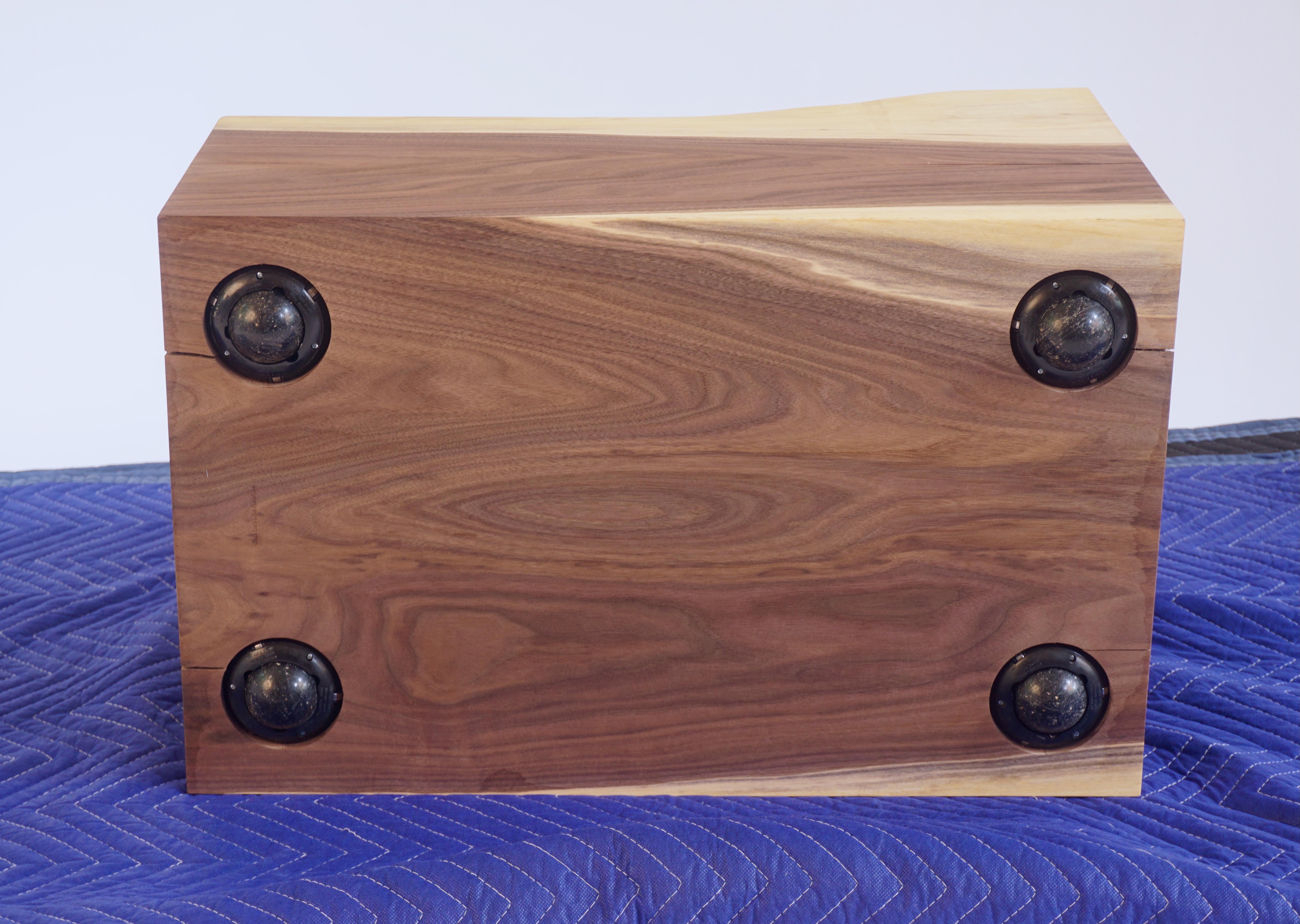 Oiled Solid Walnut Pillow Pedestal Benches on Spherical Casters - set of 3 For Sale